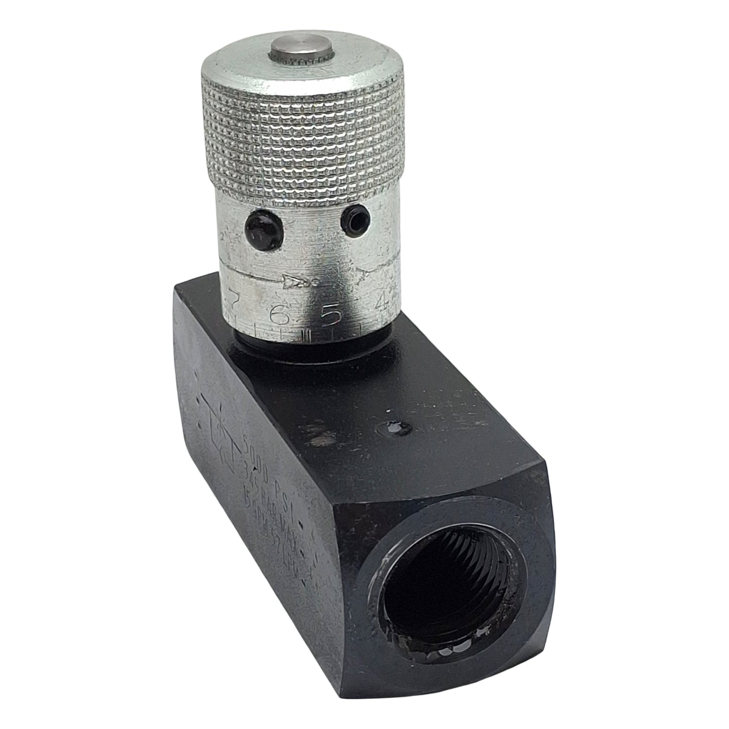 Used Parker F800S In-Line Flow Control Valve 5000psi, 1/2in x 1/2in Female NPT, 15gpm