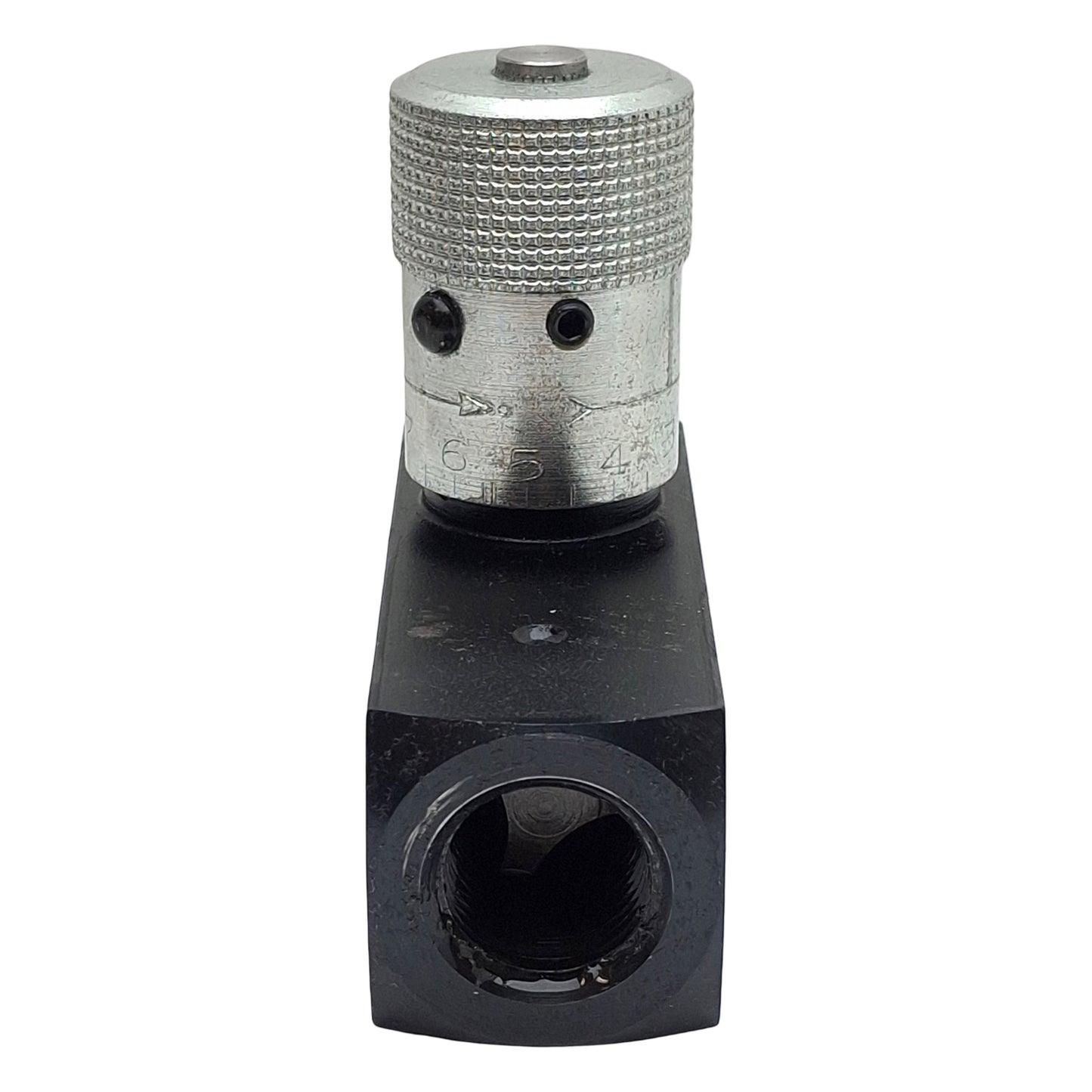 Used Parker F800S In-Line Flow Control Valve 5000psi, 1/2in x 1/2in Female NPT, 15gpm