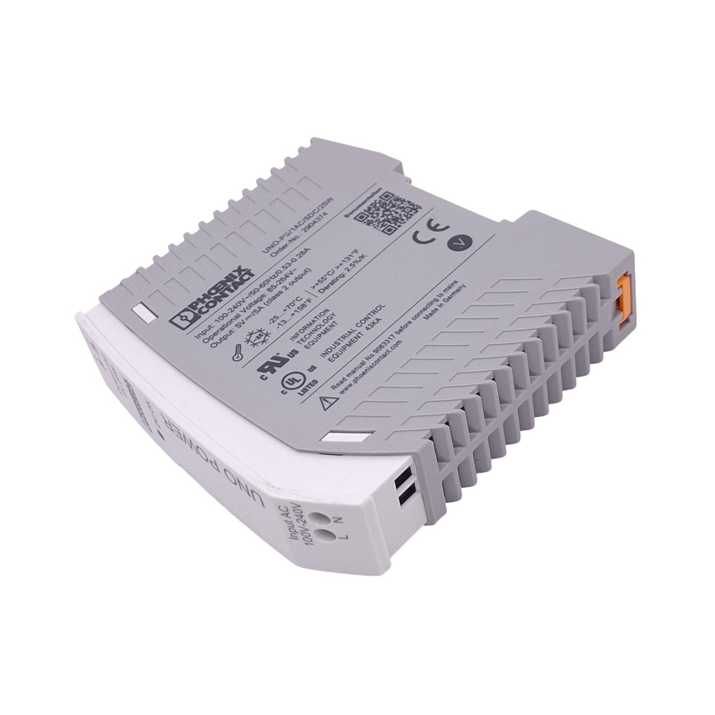 Used Phoenix Contact UNO-PS/1AC/5DC/25W 2904374 PSU, 100-240 VAC In 5 VDC Out, 25W