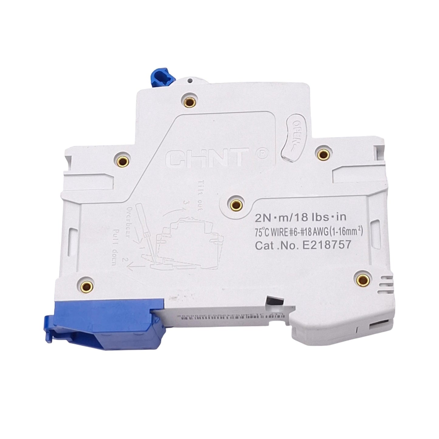 Used Chint NB1-63-D4-1P E218757 Circuit Breaker, 1-Pole 4A, 277VAC Max, DIN Rail