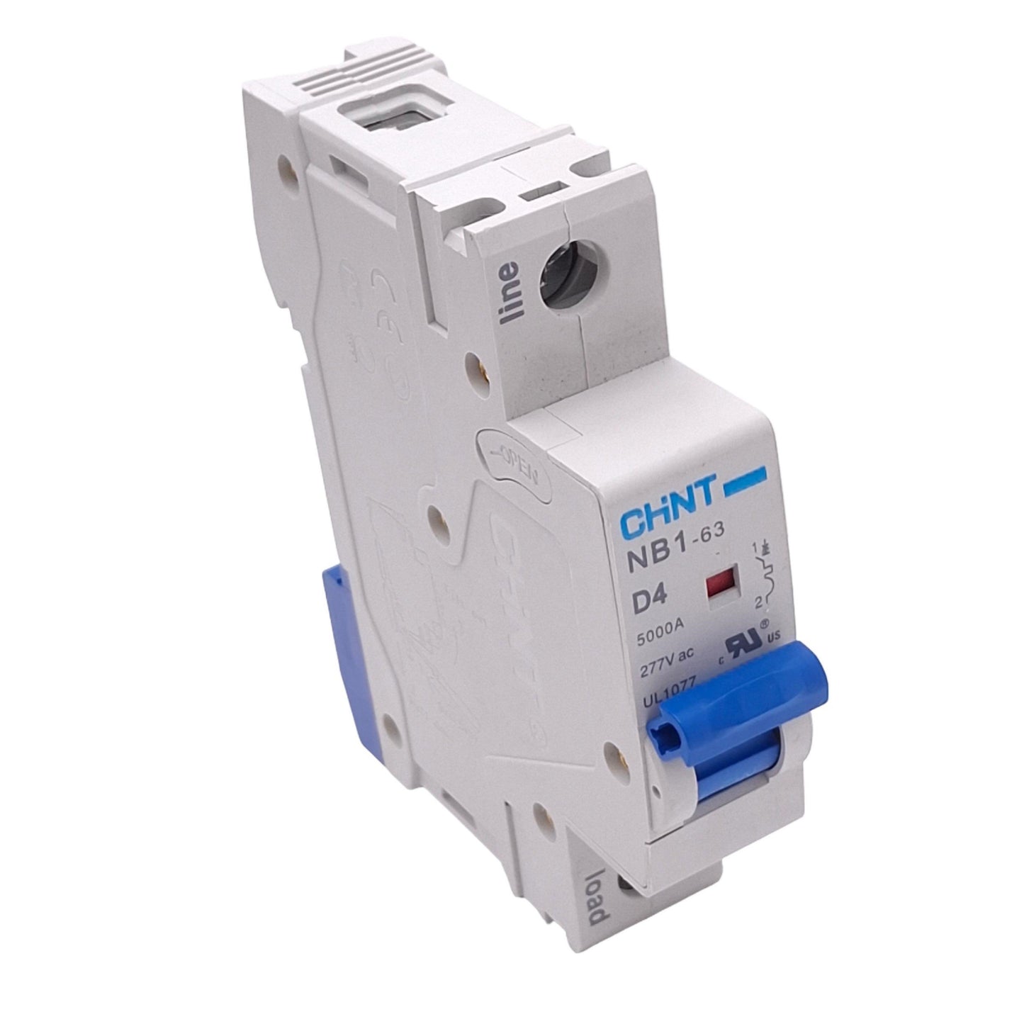 Used Chint NB1-63-D4-1P E218757 Circuit Breaker, 1-Pole 4A, 277VAC Max, DIN Rail