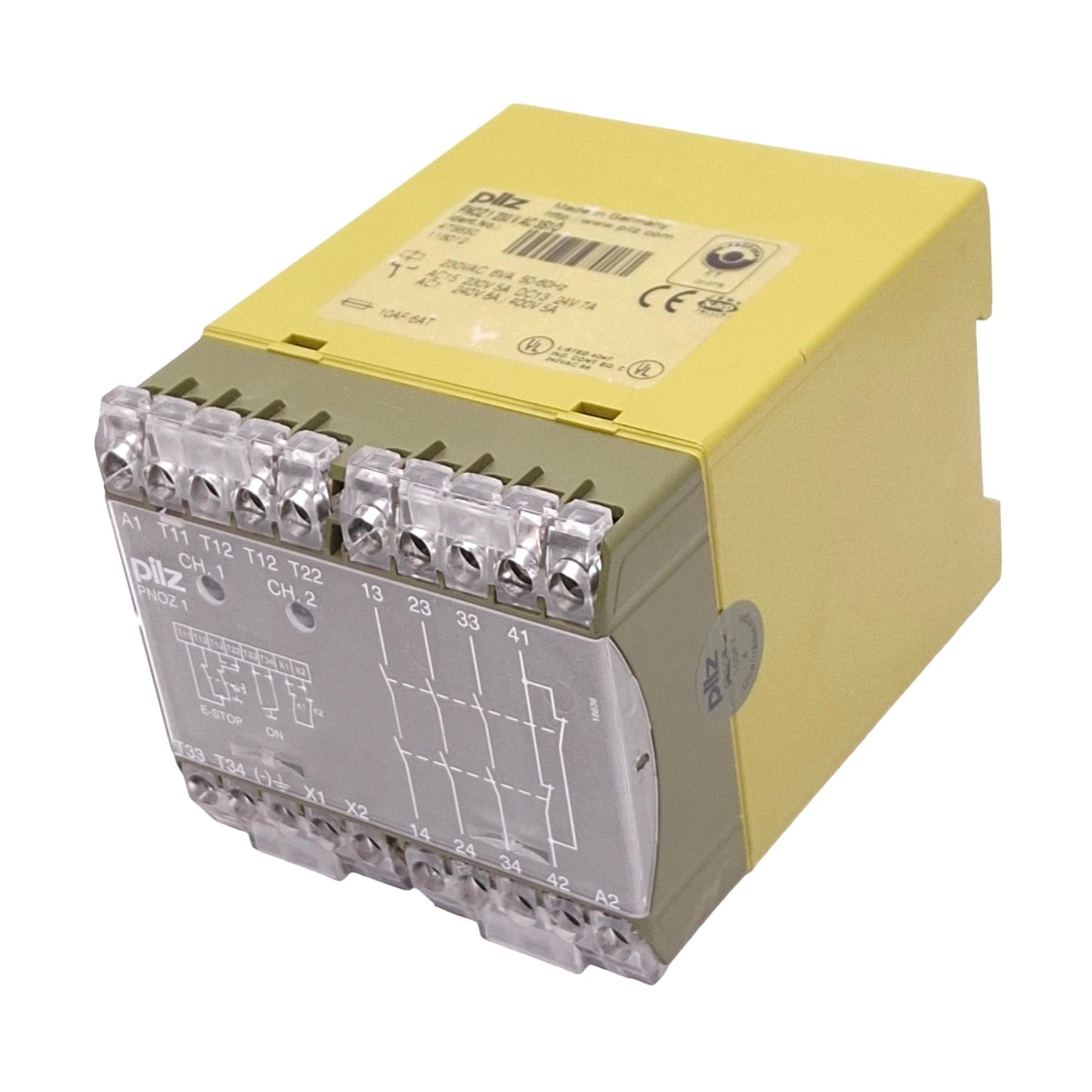 Used Pilz PNOZ1230VAC3S1O Safety Relay, 3NO 1NC, 8A Max, 230VAC In, DIN Rail