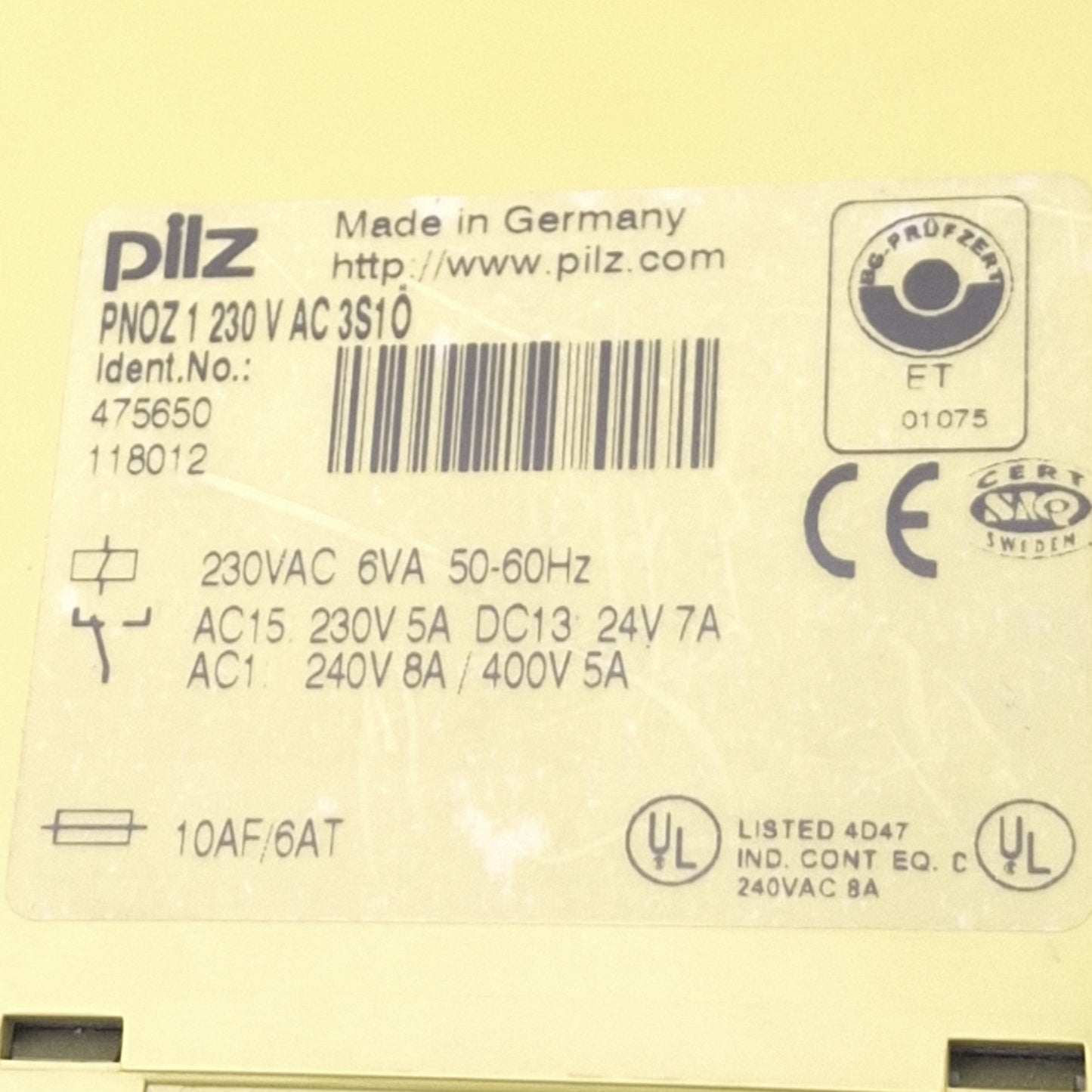 Used Pilz PNOZ1230VAC3S1O Safety Relay, 3NO 1NC, 8A Max, 230VAC In, DIN Rail