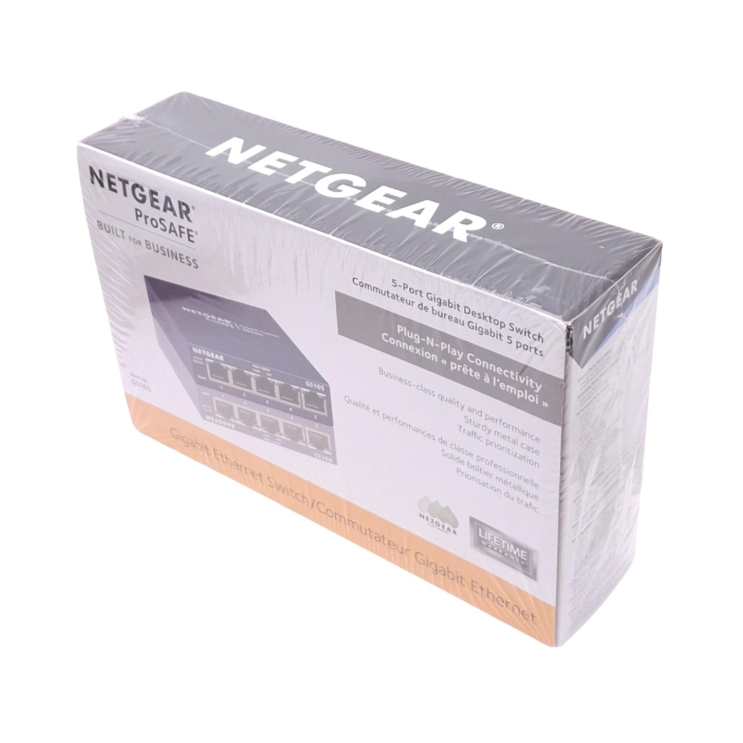 New Netgear GS105 ProSAFE Gigabit Switch, 5-Port RJ45, EtherNet, 12VDC 0.5A