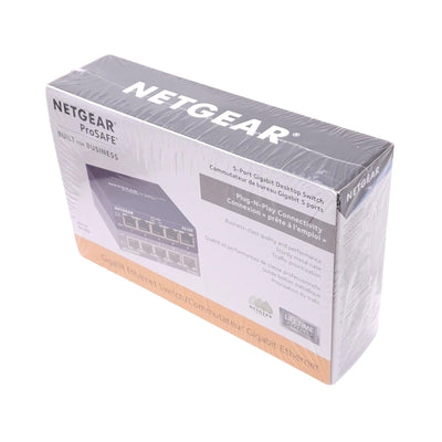 New Netgear GS105 ProSAFE Gigabit Switch, 5-Port RJ45, EtherNet, 12VDC 0.5A