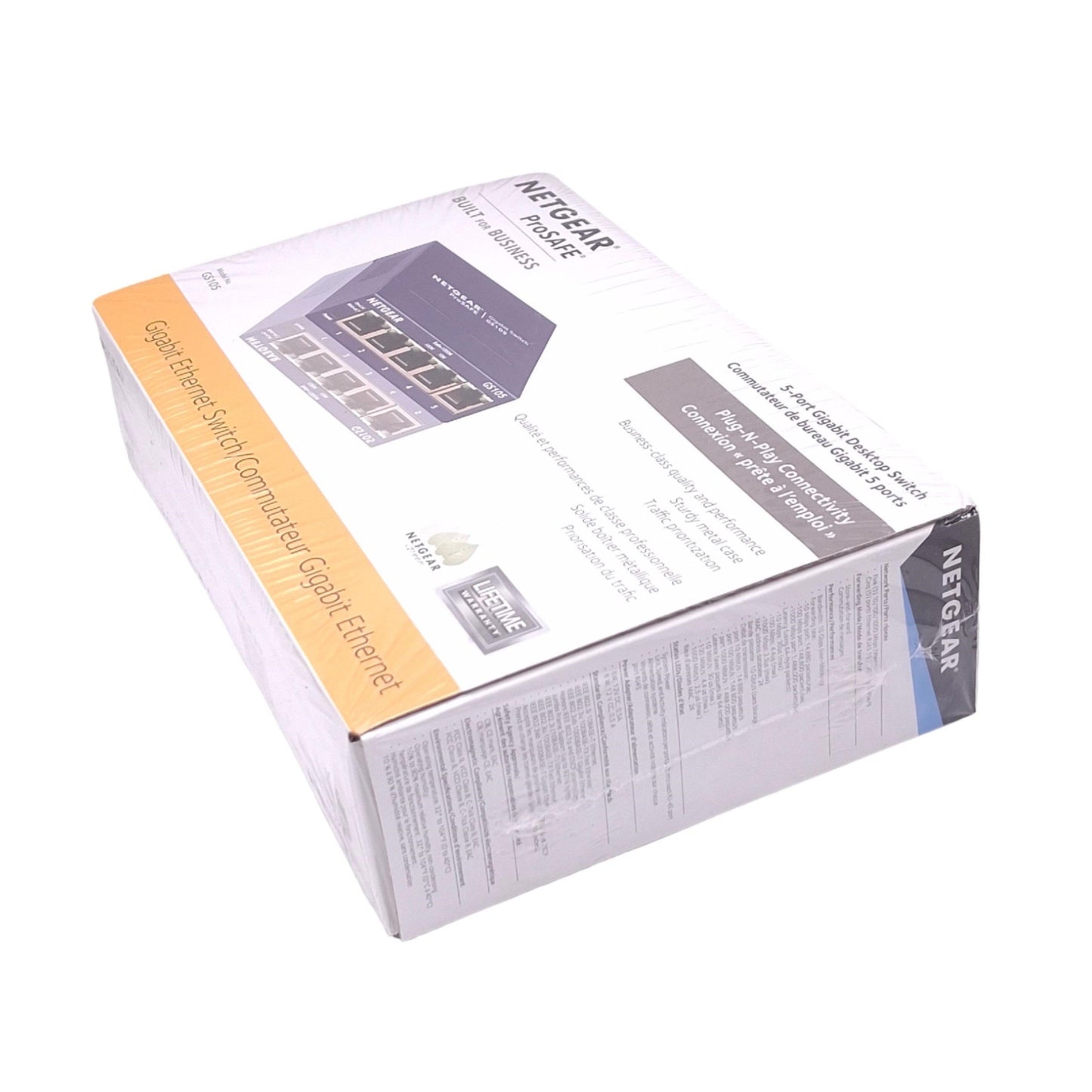 New Netgear GS105 ProSAFE Gigabit Switch, 5-Port RJ45, EtherNet, 12VDC 0.5A