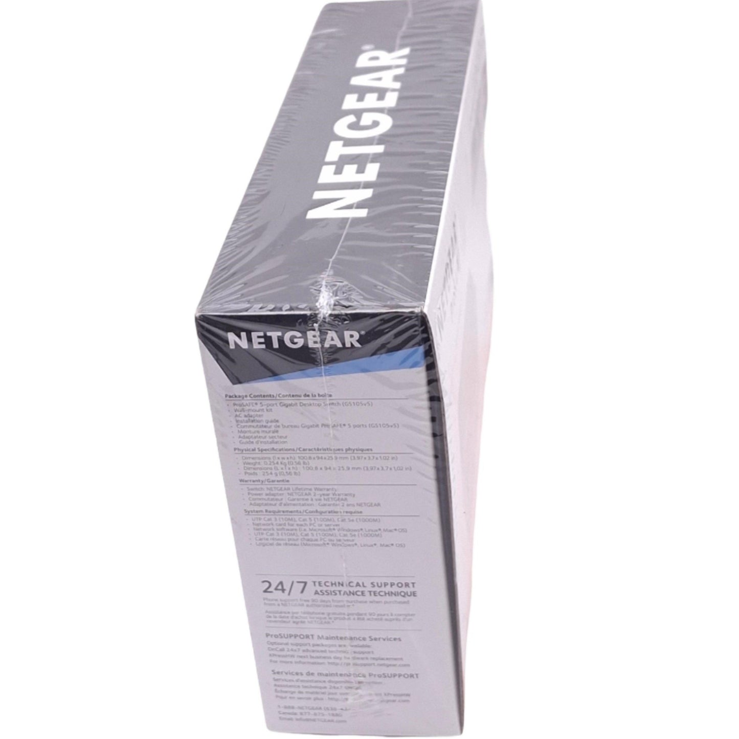 New Netgear GS105 ProSAFE Gigabit Switch, 5-Port RJ45, EtherNet, 12VDC 0.5A
