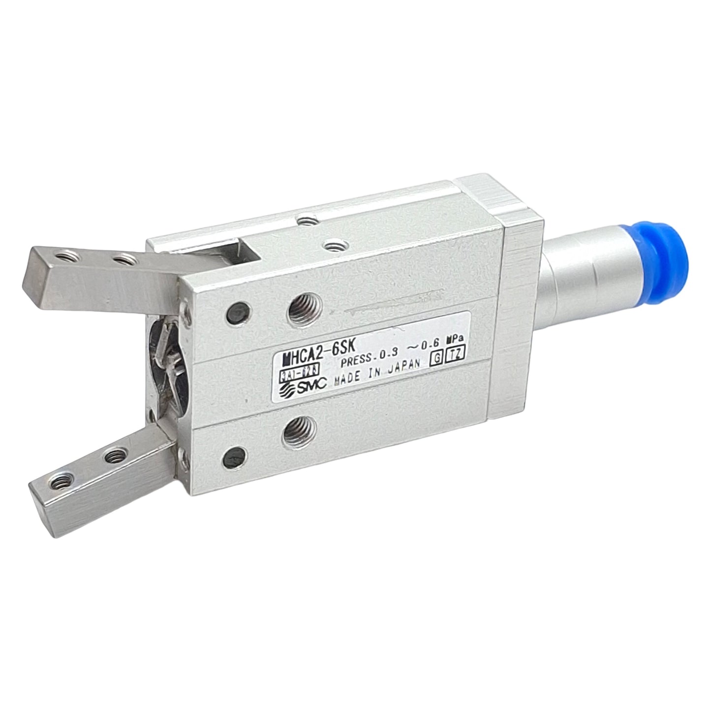 Used SMC MHCA2-6SK Pneumatic Parallel Gripper, ø6mm Bore, 30°~-10°, 0.024Nm, 0.6MPa