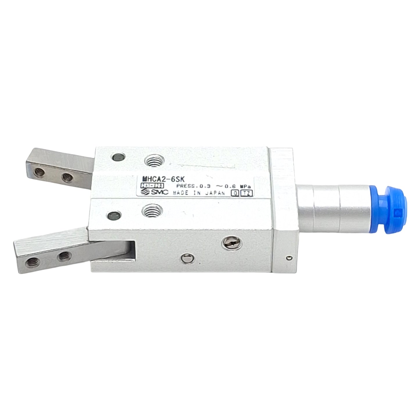 Used SMC MHCA2-6SK Pneumatic Parallel Gripper, ø6mm Bore, 30°~-10°, 0.024Nm, 0.6MPa