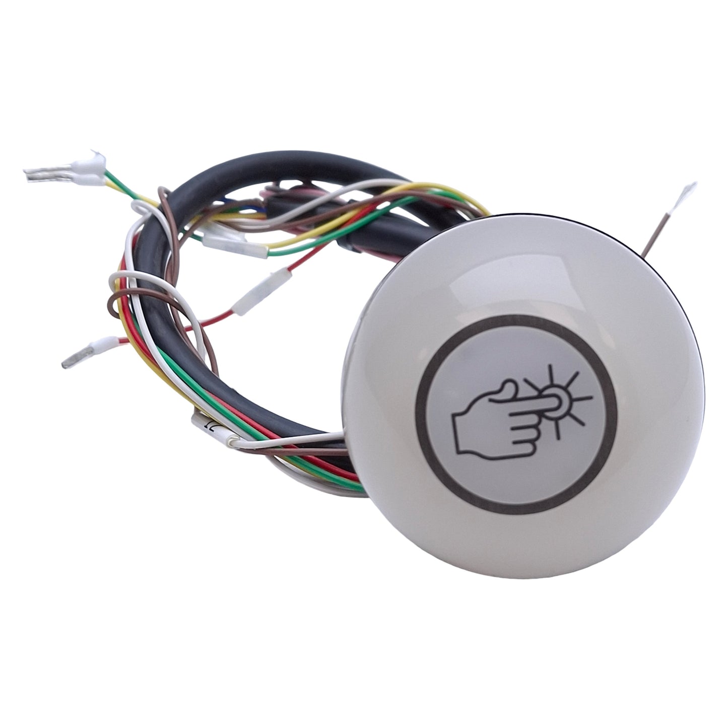 Used Banner K50APT2GRYF2 Illuminated Touch Button 12-30VDC, PNP, Yl Gr Rd, 1ft Cable