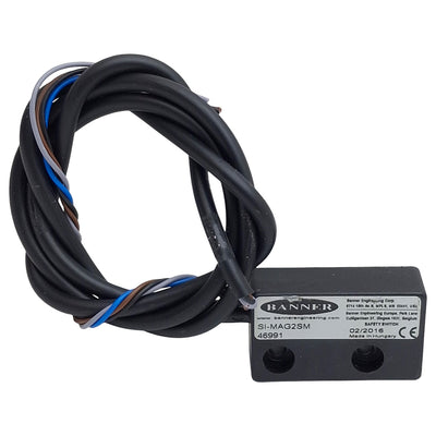 Used Banner SI-MAG2SM 46991 Magnetic Safety Switch 1NC/1NO, 3-14mm Range, 4-Wire Lead