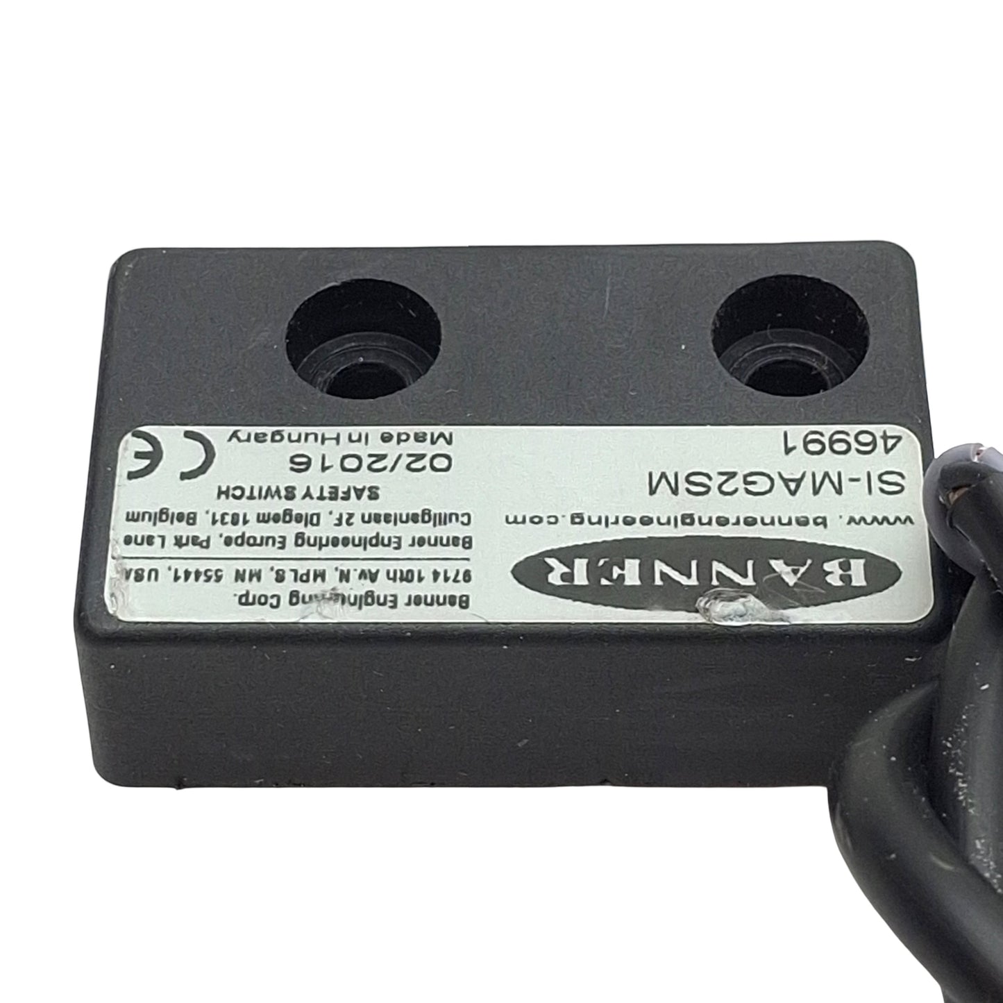 Used Banner SI-MAG2SM 46991 Magnetic Safety Switch 1NC/1NO, 3-14mm Range, 4-Wire Lead