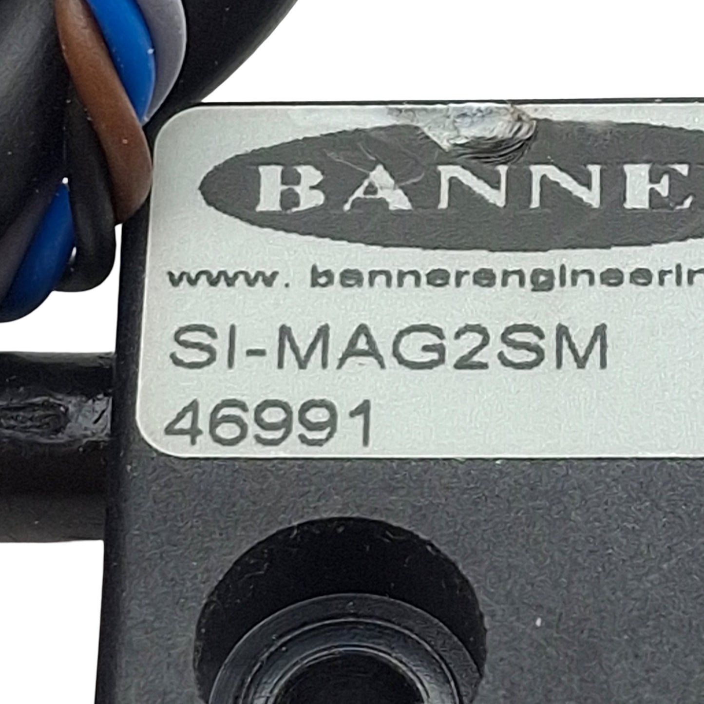 Used Banner SI-MAG2SM 46991 Magnetic Safety Switch 1NC/1NO, 3-14mm Range, 4-Wire Lead