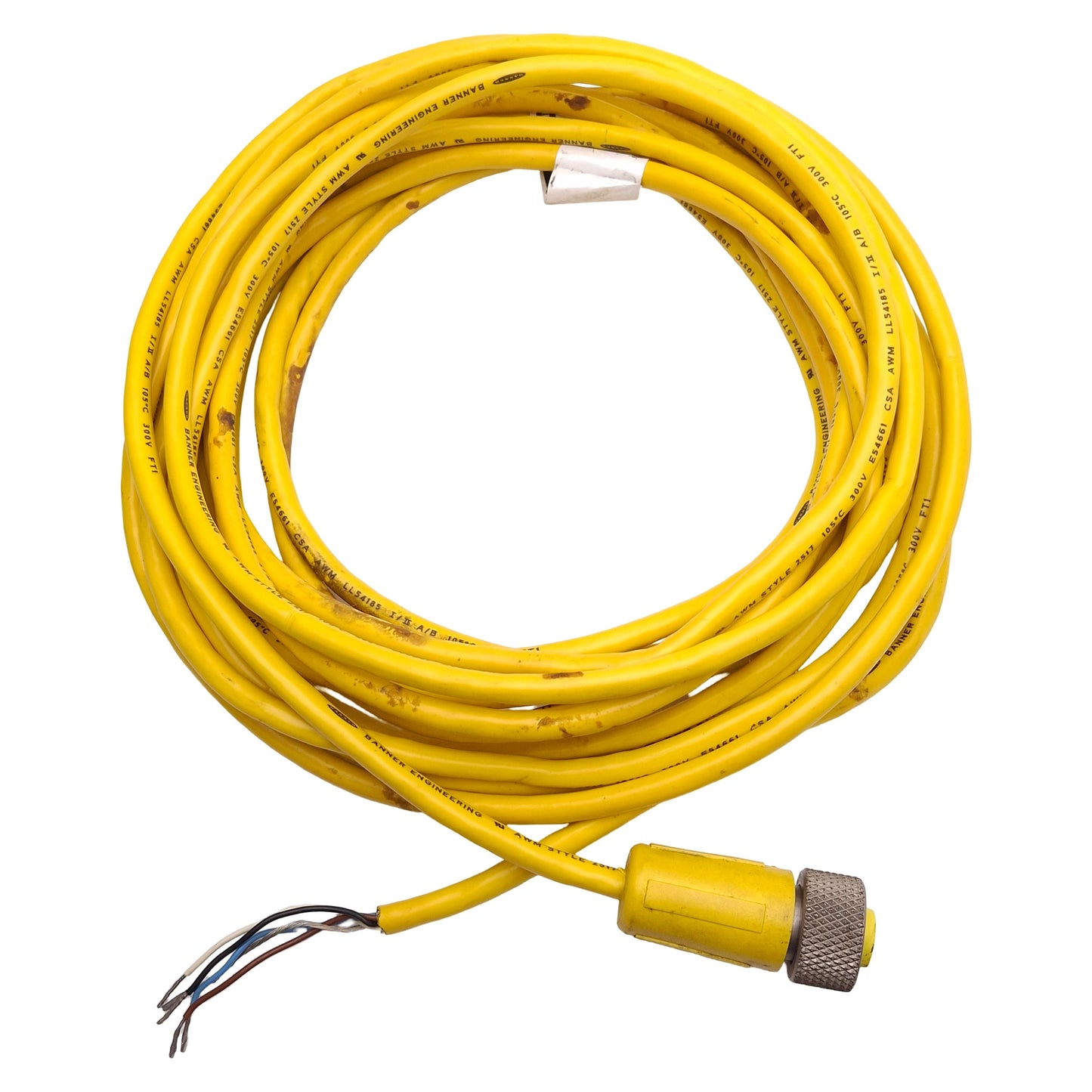 Used Banner QDC-525C 37443 Single Ended Cordset, 60VDC 5A, 7/8in 5-Pin Female, 7.5m
