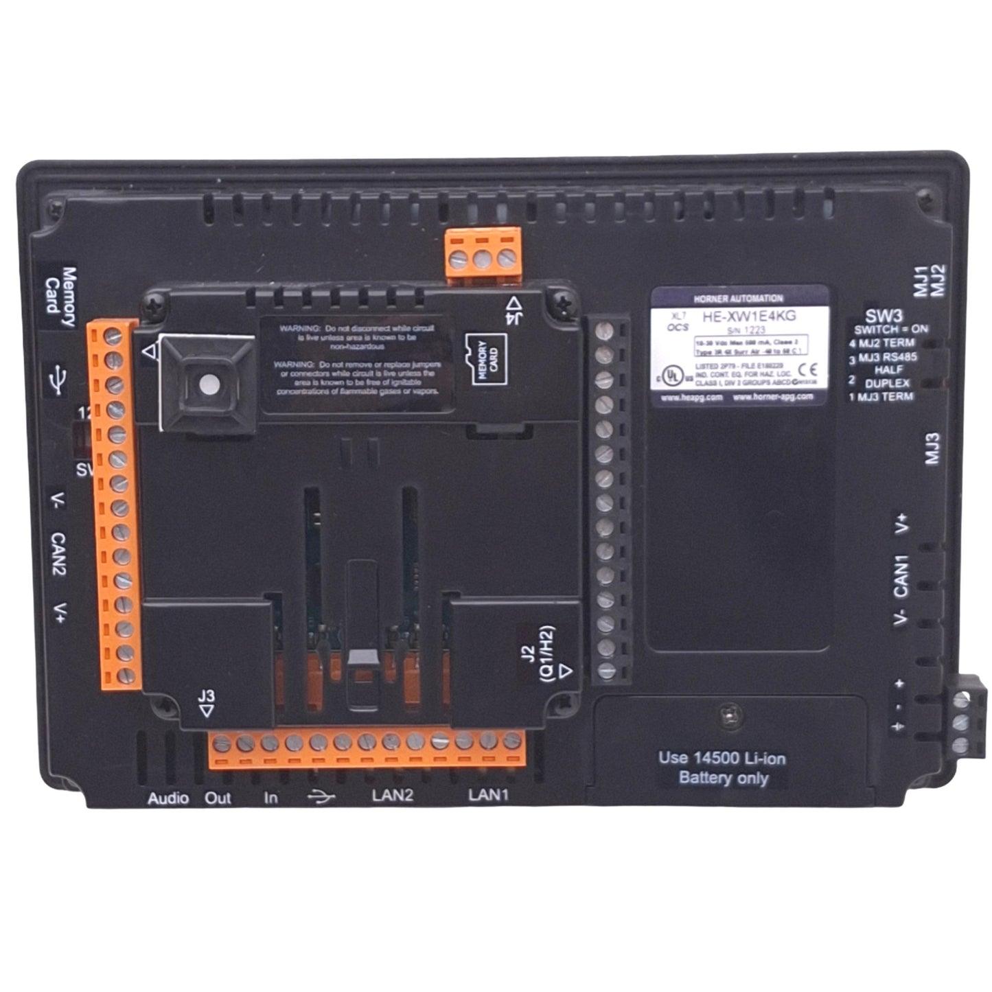 Used Horner HE-XW1E4KG XL7 Operator Control Station, 7in Color Touchscreen, 10-30VDC