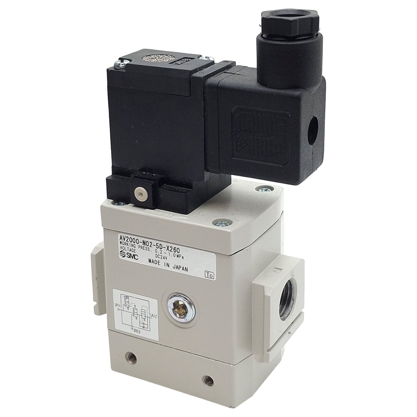 Used SMC AV2000-N02-5D-X260 Soft-Start Solenoid Valve, 1/4in NPT, 1.0MPa, 24VDC Coil