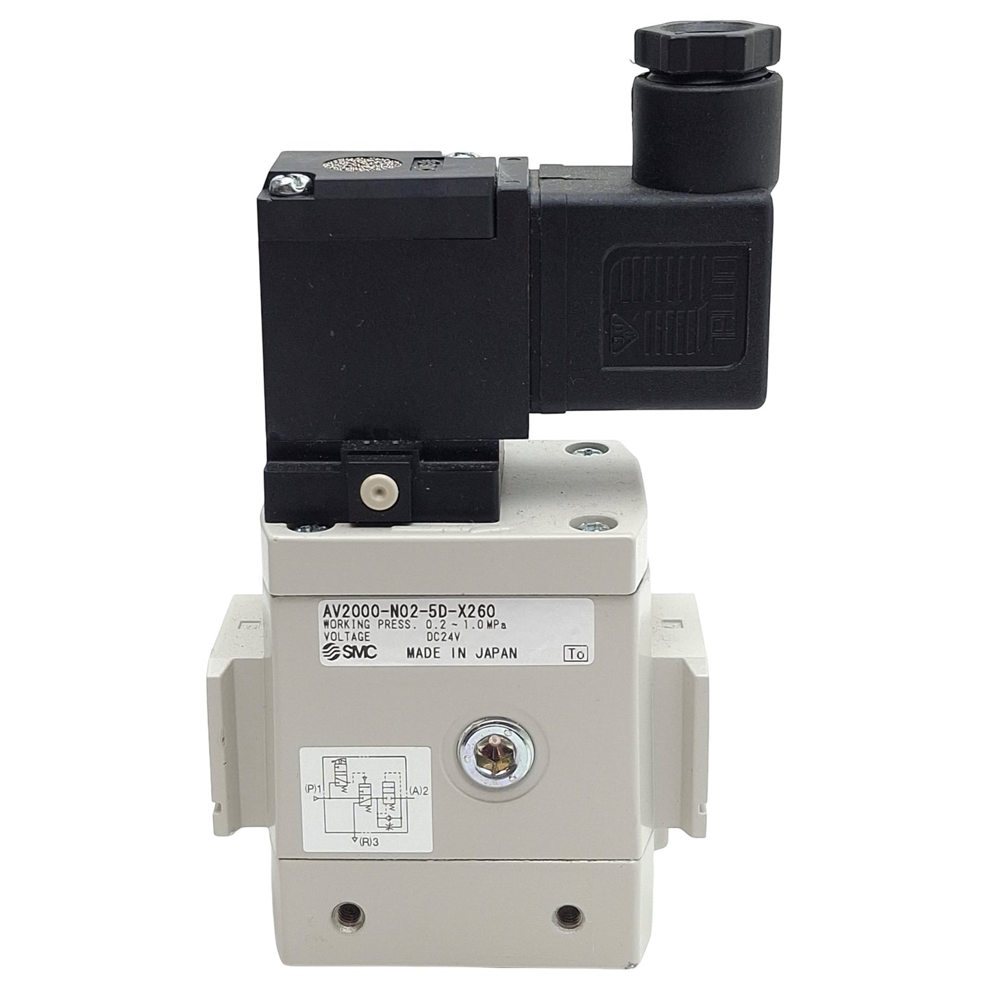 Used SMC AV2000-N02-5D-X260 Soft-Start Solenoid Valve, 1/4in NPT, 1.0MPa, 24VDC Coil