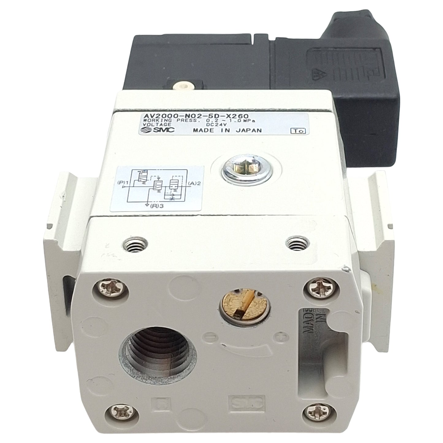 Used SMC AV2000-N02-5D-X260 Soft-Start Solenoid Valve, 1/4in NPT, 1.0MPa, 24VDC Coil