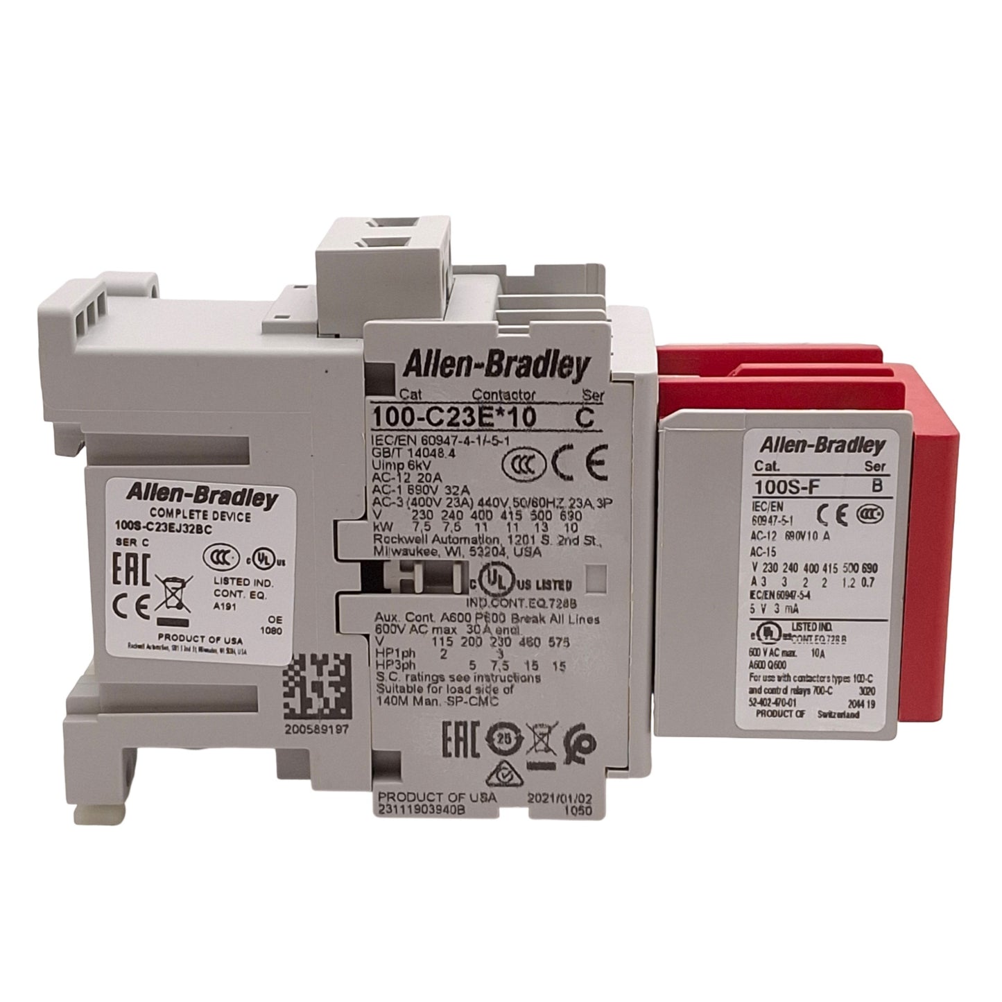 Used Allen Bradley 100S-C23EJ32BC Guardmaster Safety Contactor, 3NO+2NC, 24VDC Coil