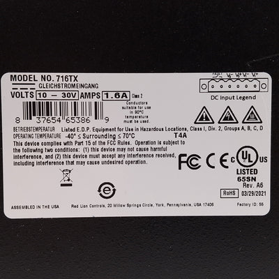 Used N-Tron 716TX Managed Industrial Ethernet Switch, 16-Port, 10/100BaseTX, 10-30VDC