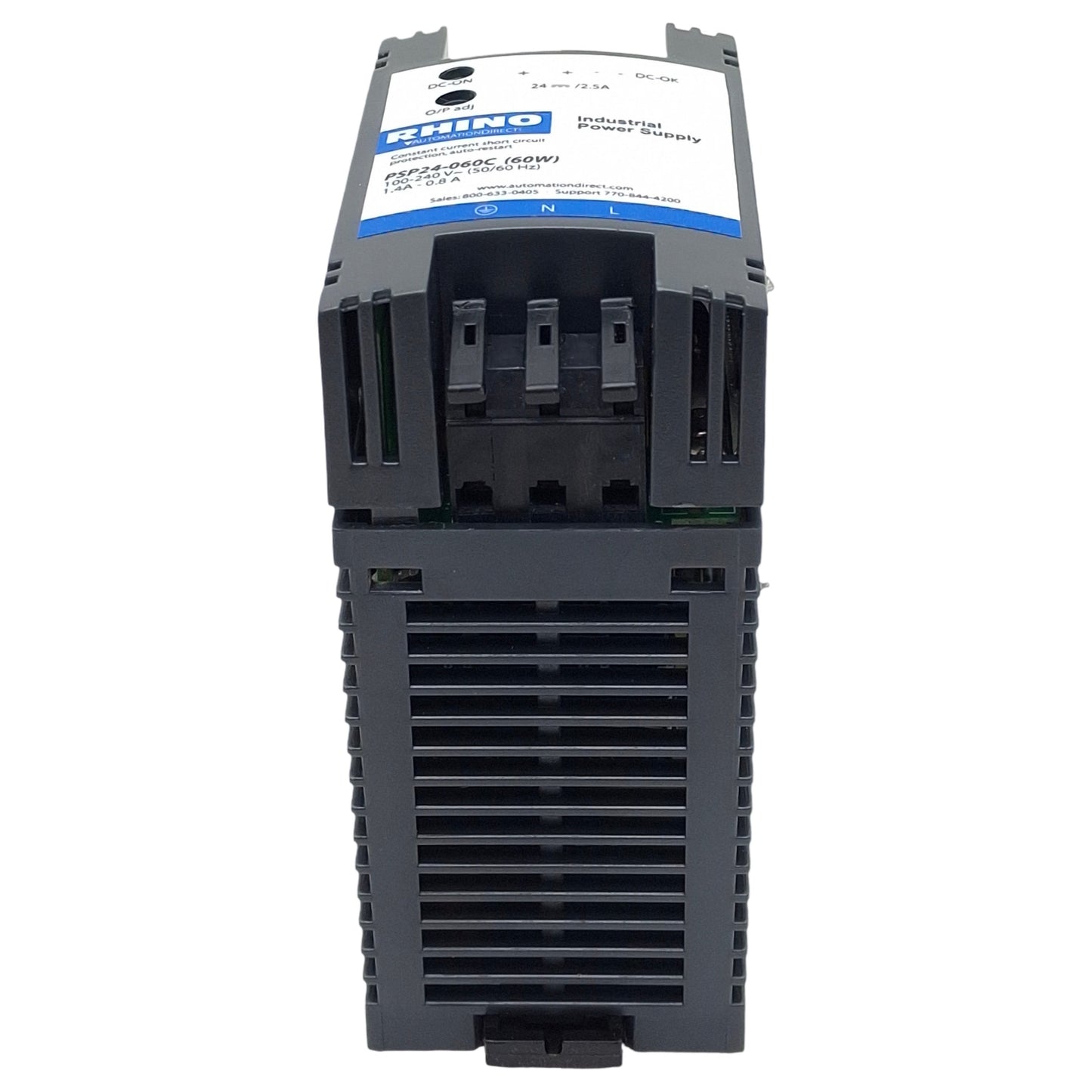 Used Automation Direct Rhino PSP24-060C Power Supply, 140-240VAC In, 2.5A 24VDC Out