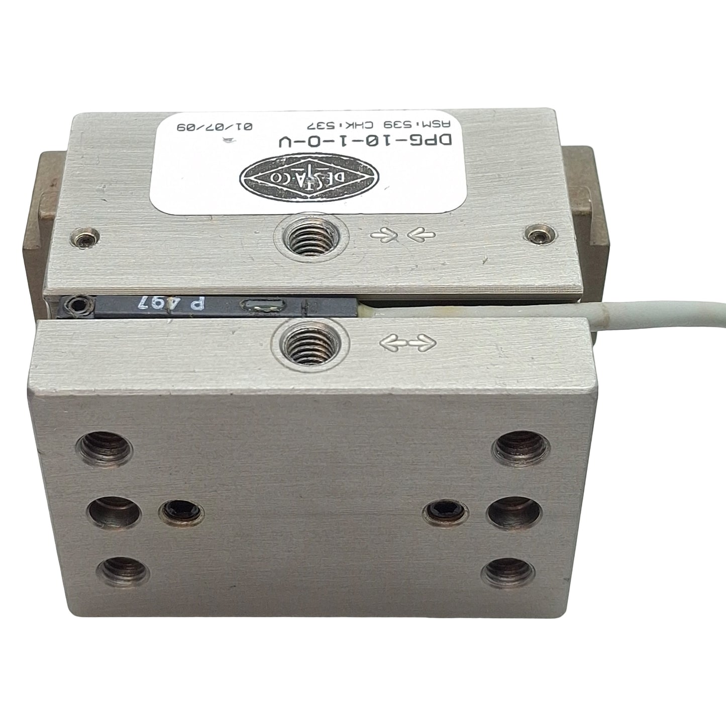 Used Destaco DPG-10-1-O-V Parallel Gripper, ø0.688" Bore, 0.25" Stroke, 50lbf, 100psi