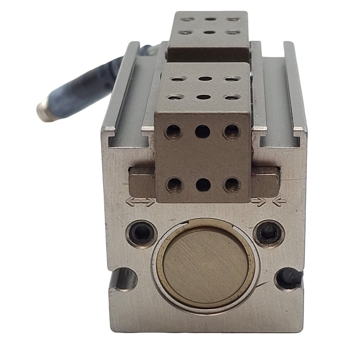 Used Destaco DPG-10-1-O-V Parallel Gripper, ø0.688" Bore, 0.25" Stroke, 50lbf, 100psi