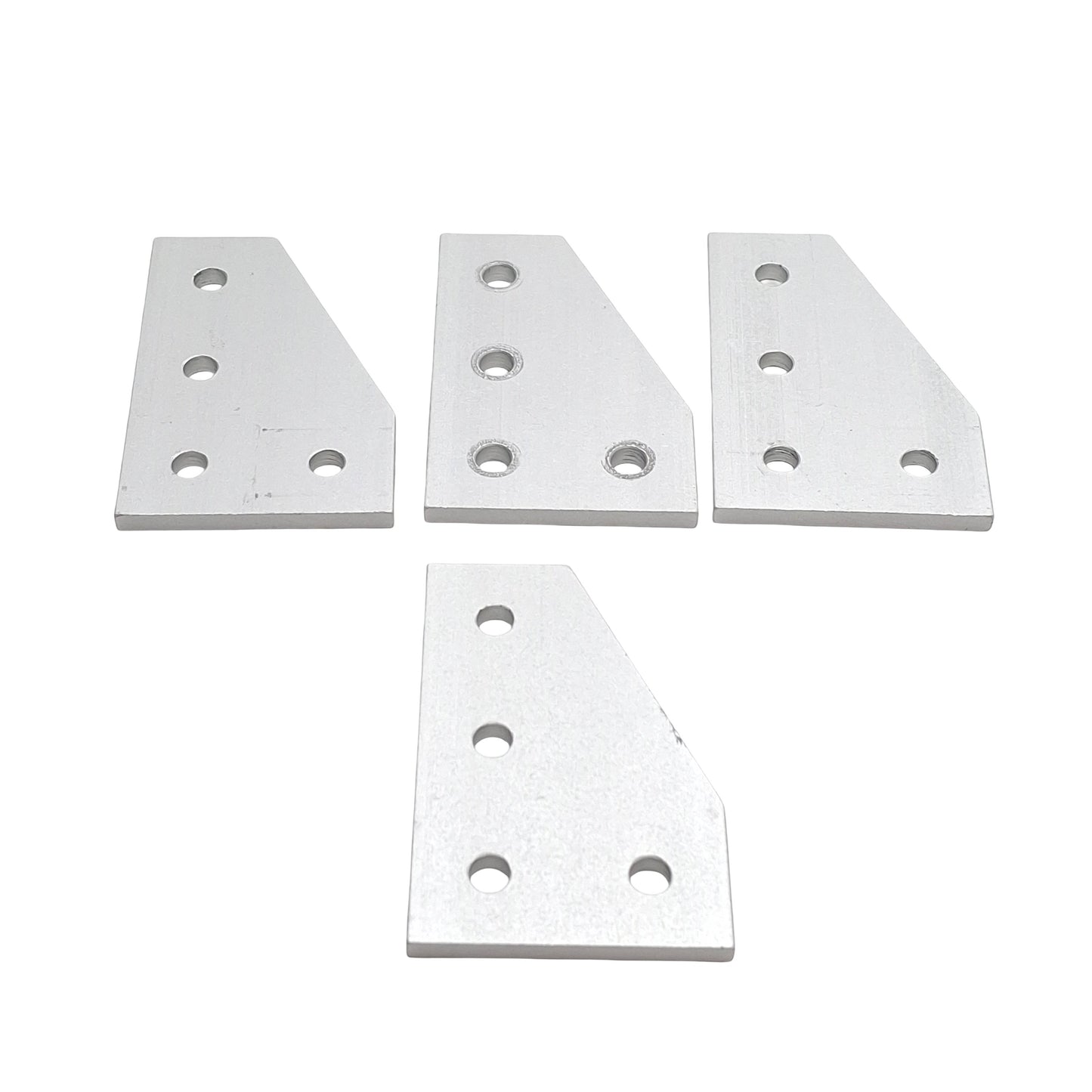 Used Lot of 4 80/20 4150 Angled Flat Plate, 4-Hole, 10-Series, 3in x 2in x 0.188in
