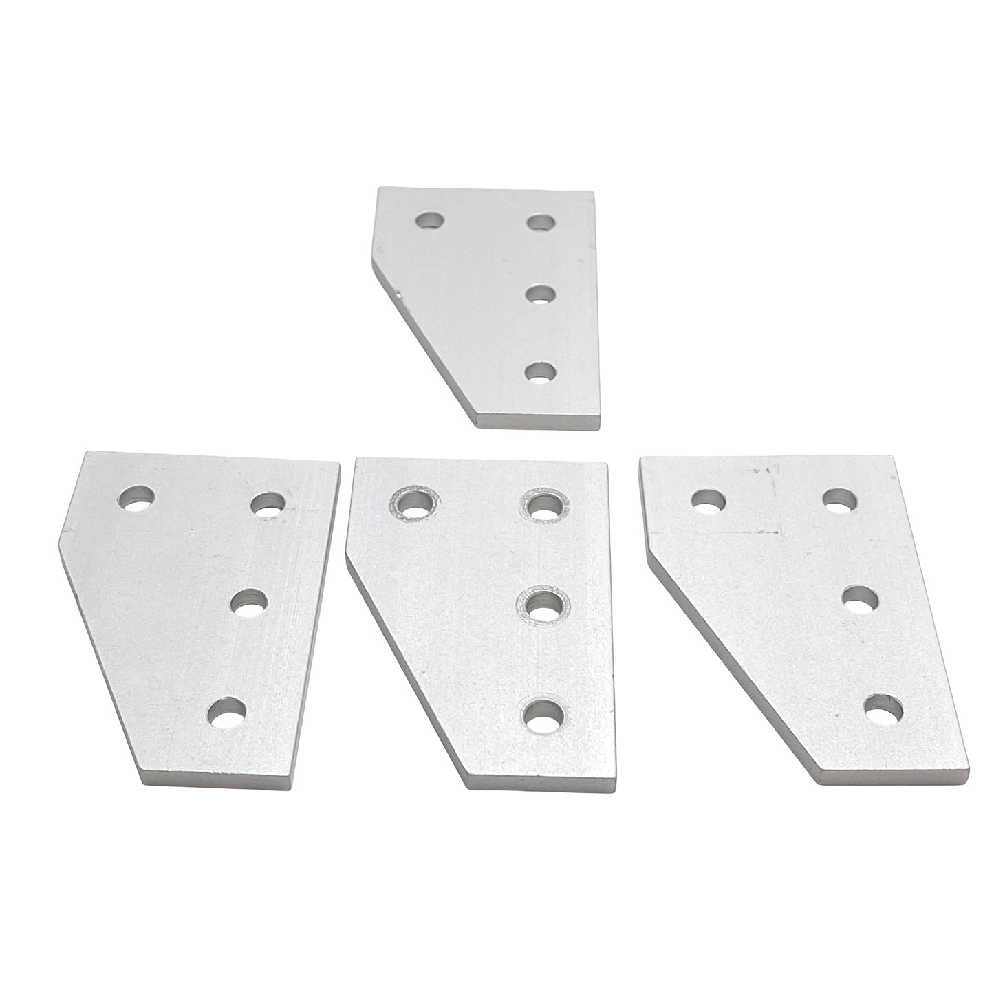 Used Lot of 4 80/20 4150 Angled Flat Plate, 4-Hole, 10-Series, 3in x 2in x 0.188in