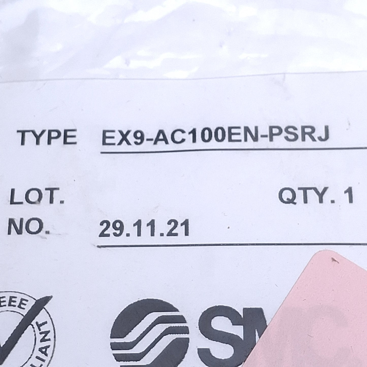 New SMC EX9-AC100EN-PSRJ Communication Cable, M12 4-Pin to RJ45 Male, 10m Long