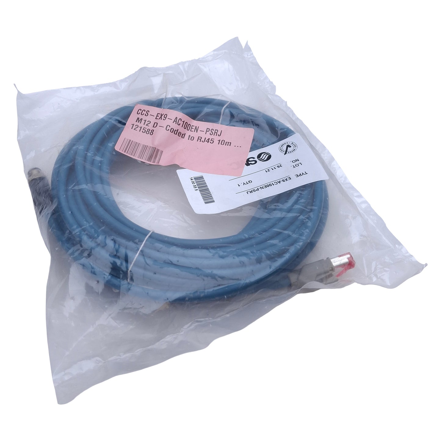 New SMC EX9-AC100EN-PSRJ Communication Cable, M12 4-Pin to RJ45 Male, 10m Long