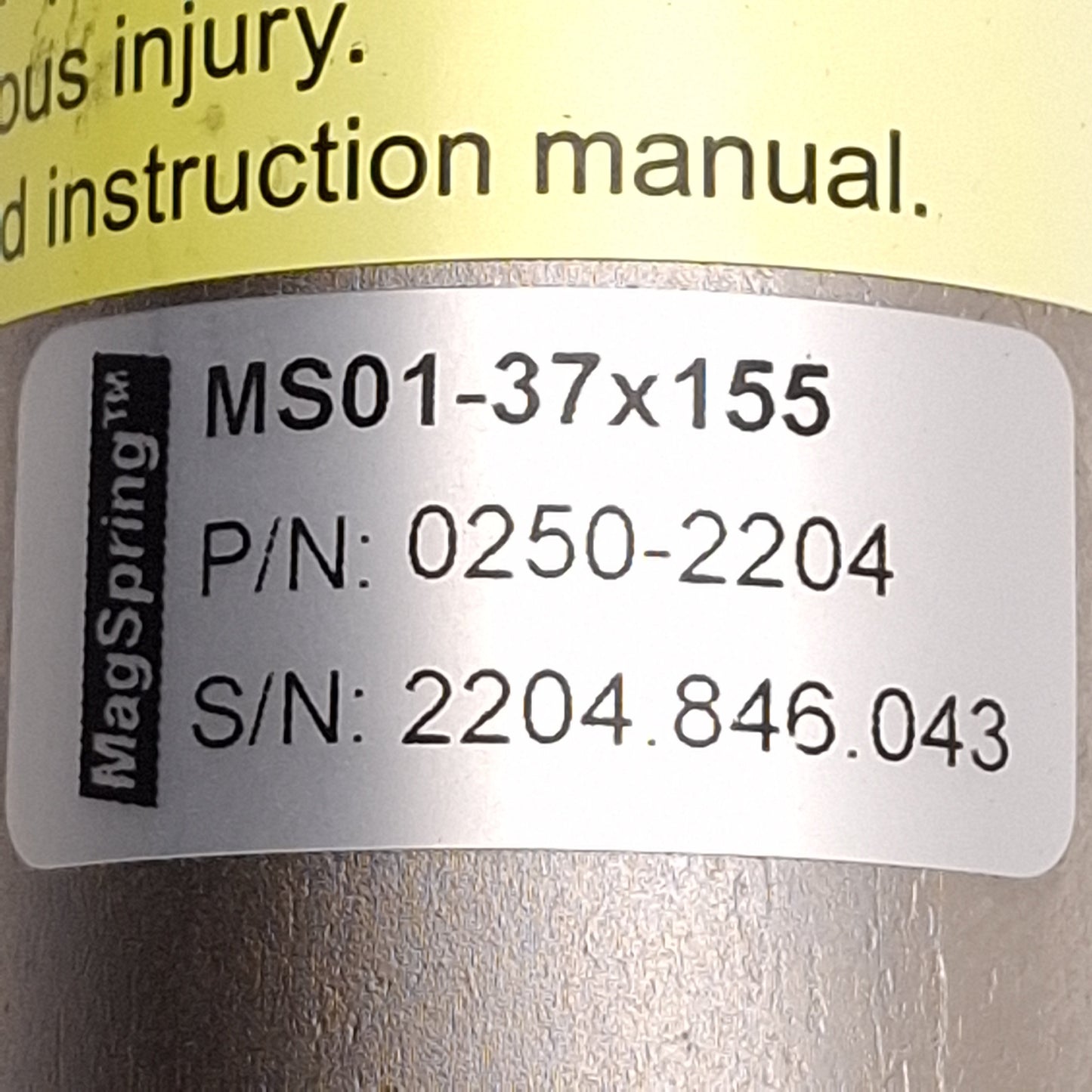 Used LinMot MS01-37x155 0250-2204 MagSpring Stator For 40/50/60N, ø37x155mm, ø20mm ID