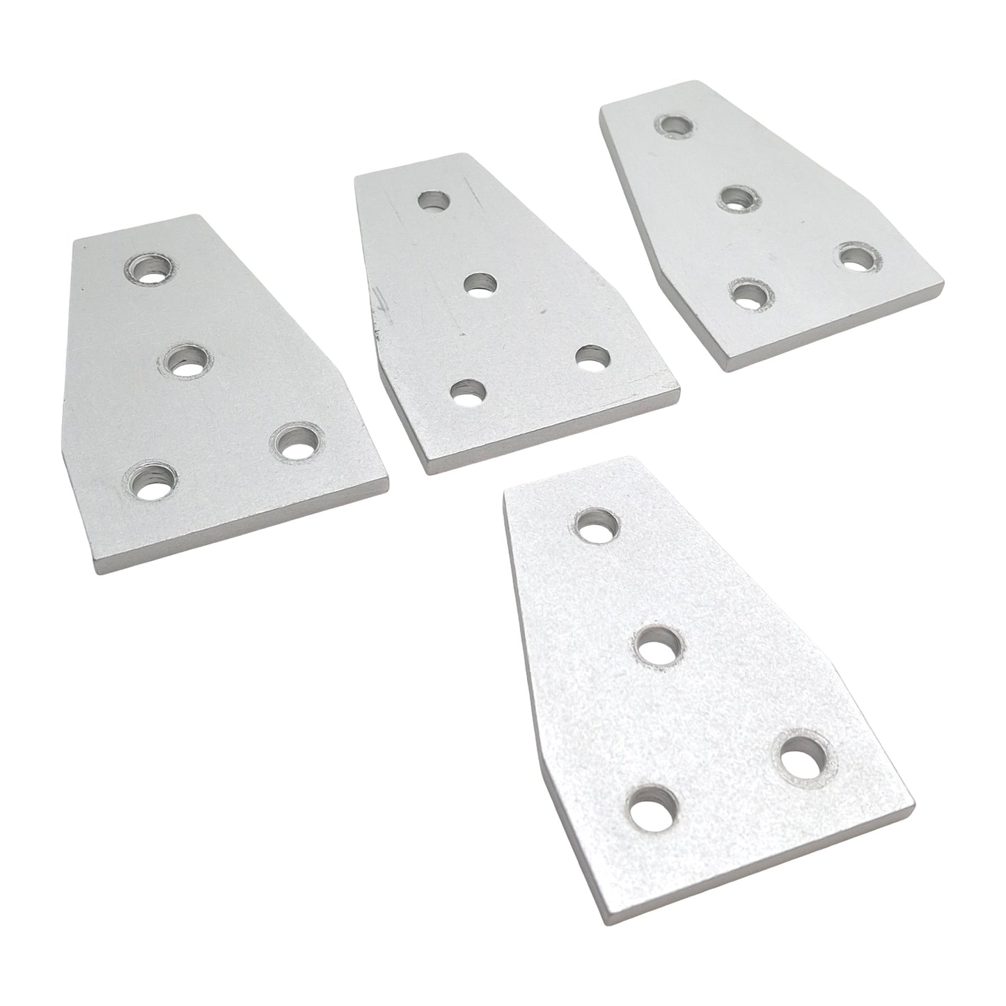 Used Lot of 4 80/20 4141 Four Hole Tee Flat Plates, 3in x 2in x 0.188in, 10 Series