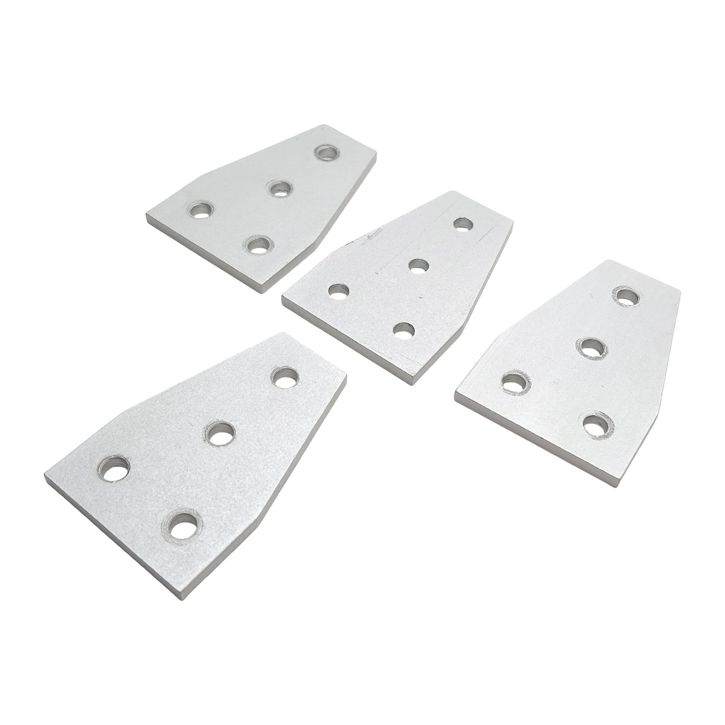 Used Lot of 4 80/20 4141 Four Hole Tee Flat Plates, 3in x 2in x 0.188in, 10 Series