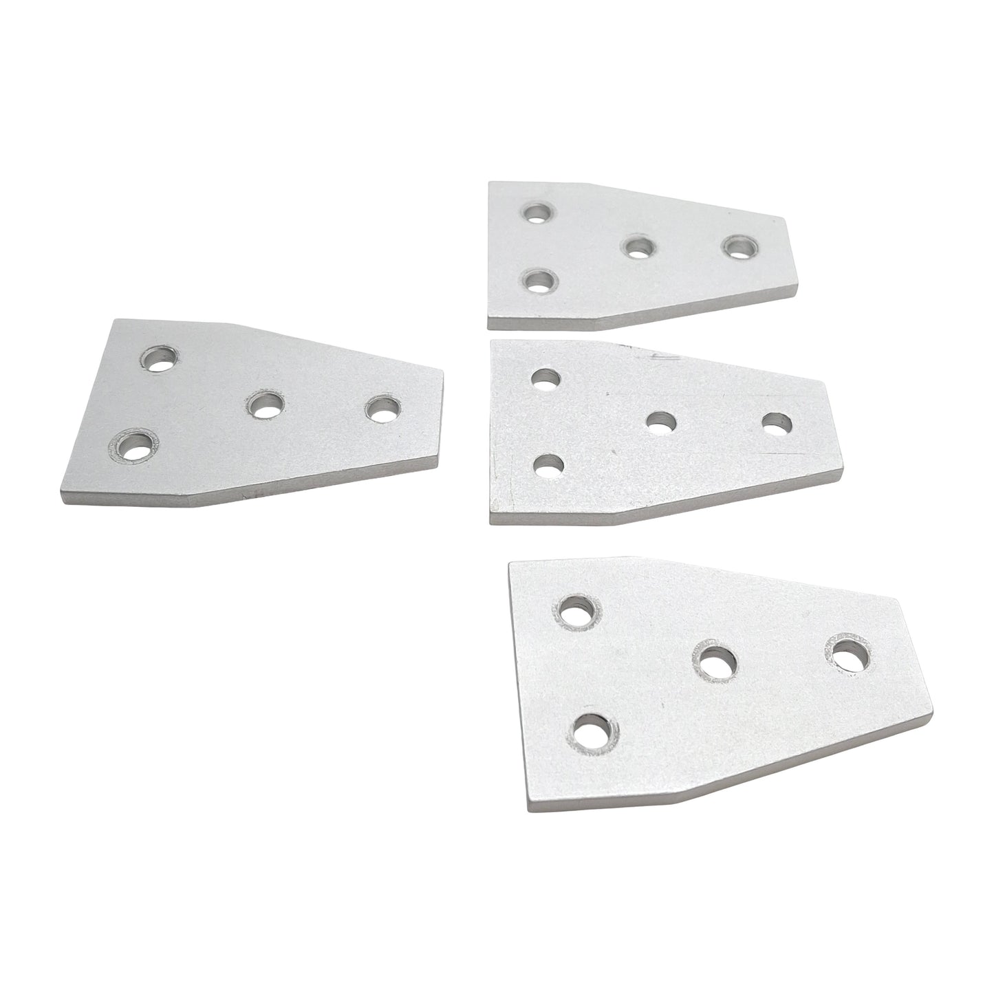 Used Lot of 4 80/20 4141 Four Hole Tee Flat Plates, 3in x 2in x 0.188in, 10 Series