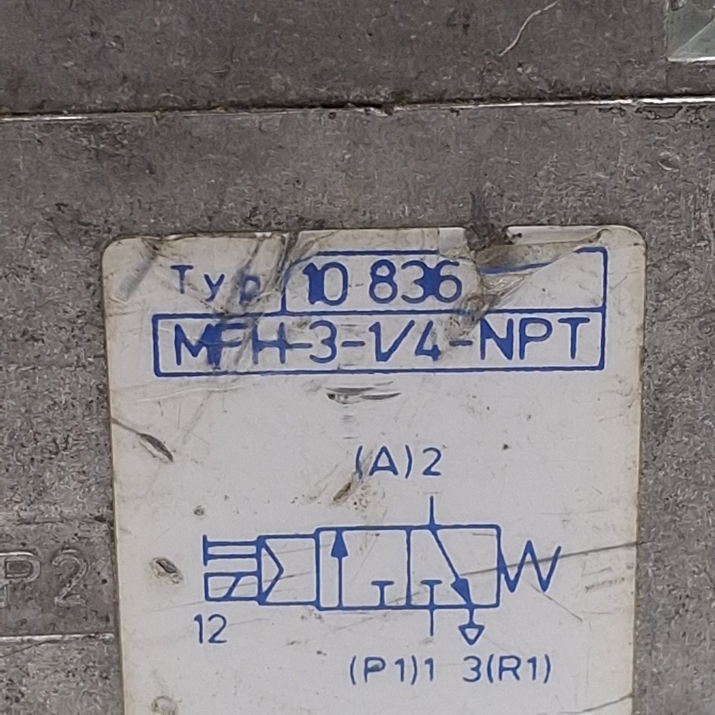 Used Festo MFH-3-1/4-NPT Solenoid Valve, 3/2-Way, 1/4in NPT, M5, 0.15-0.8MPa