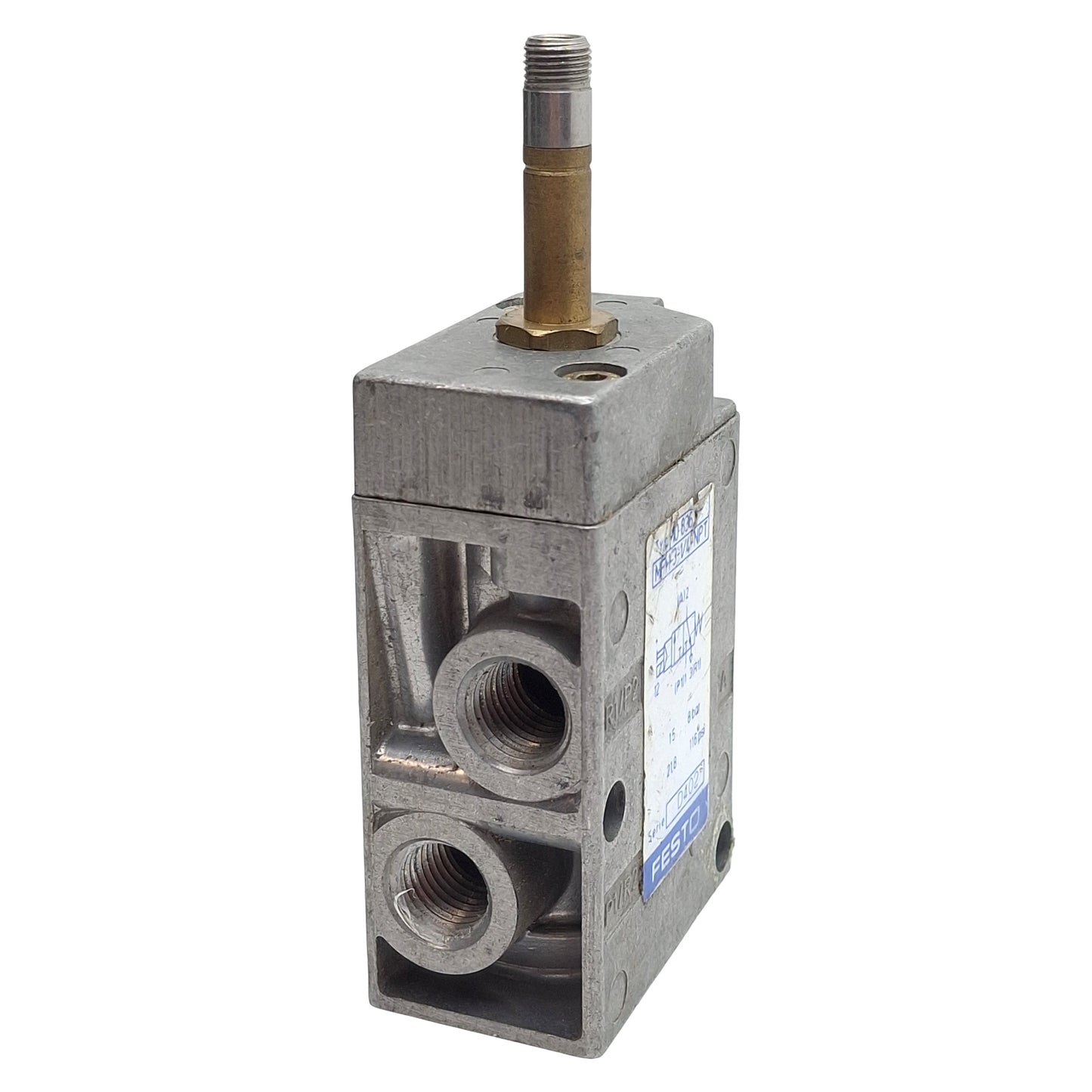 Used Festo MFH-3-1/4-NPT Solenoid Valve, 3/2-Way, 1/4in NPT, M5, 0.15-0.8MPa