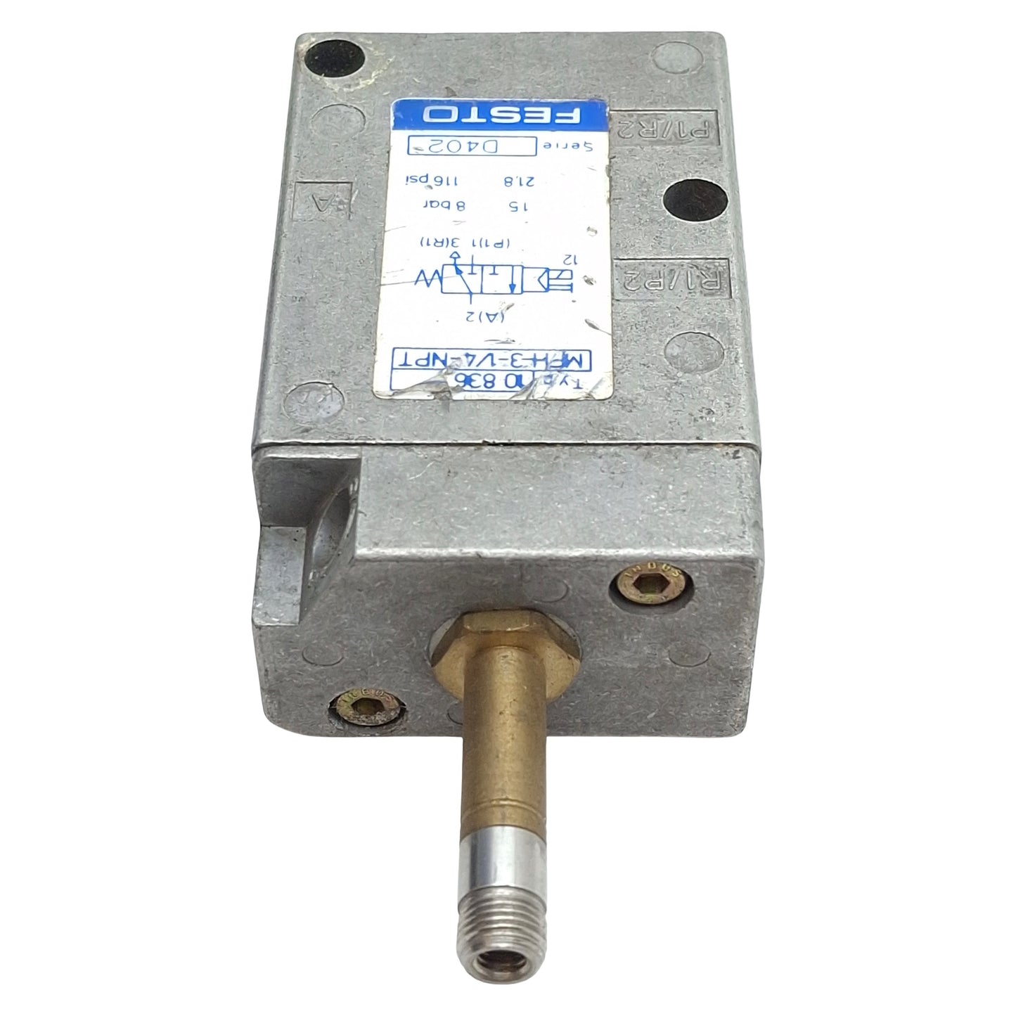 Used Festo MFH-3-1/4-NPT Solenoid Valve, 3/2-Way, 1/4in NPT, M5, 0.15-0.8MPa