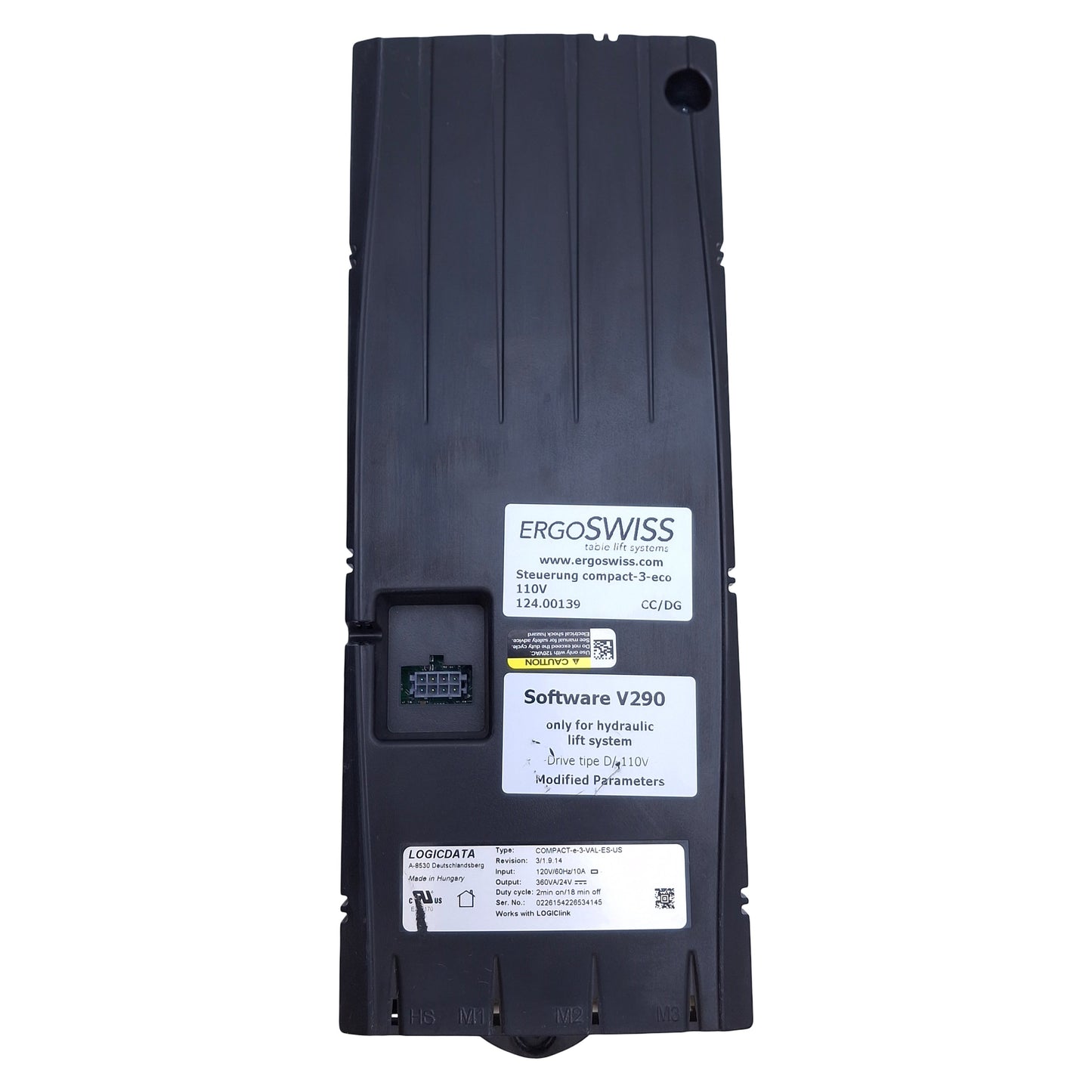 Used LogicData COMPACT-e-3-VAL-ES-US Motor Control Unit 120VAC 10A In, 360VA/4VDC Out