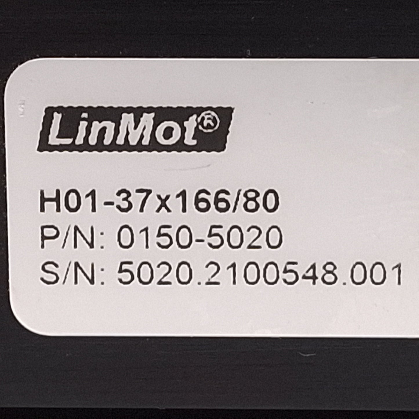 Used LinMot H01-37x166/80 0150-5020 Linear Guide, ø37mm ID, 80mm Max Stroke, 255N