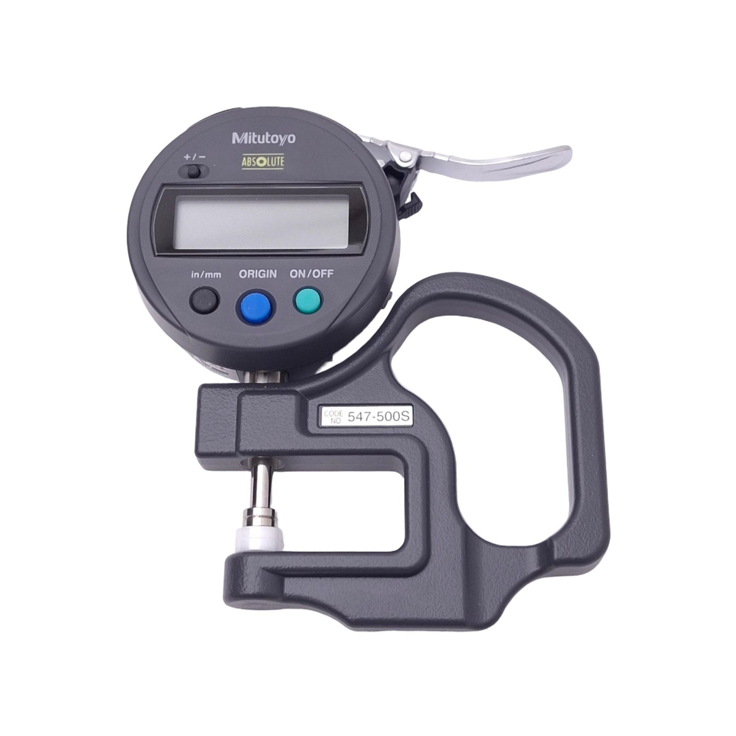 Used Mitutoyo 547-500S 543-783BS Absolute Digital Thickness Gauge, 0-12mm Range