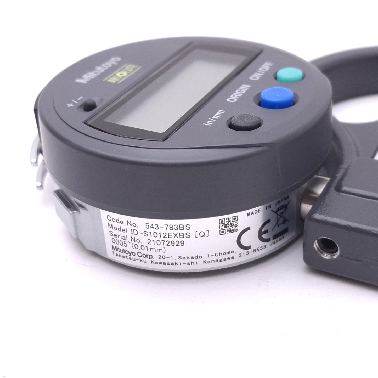 Used Mitutoyo 547-500S 543-783BS Absolute Digital Thickness Gauge, 0-12mm Range