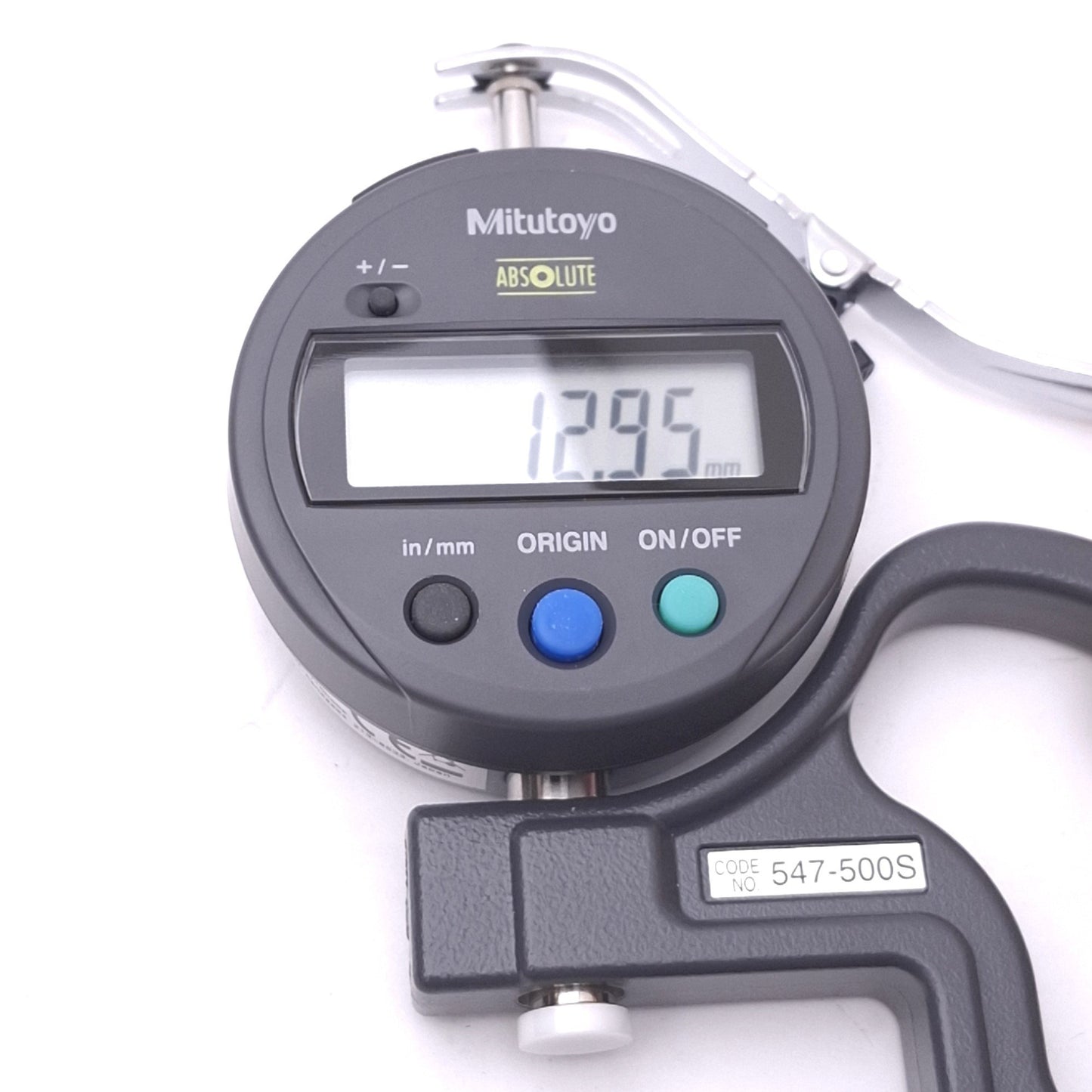 Used Mitutoyo 547-500S 543-783BS Absolute Digital Thickness Gauge, 0-12mm Range