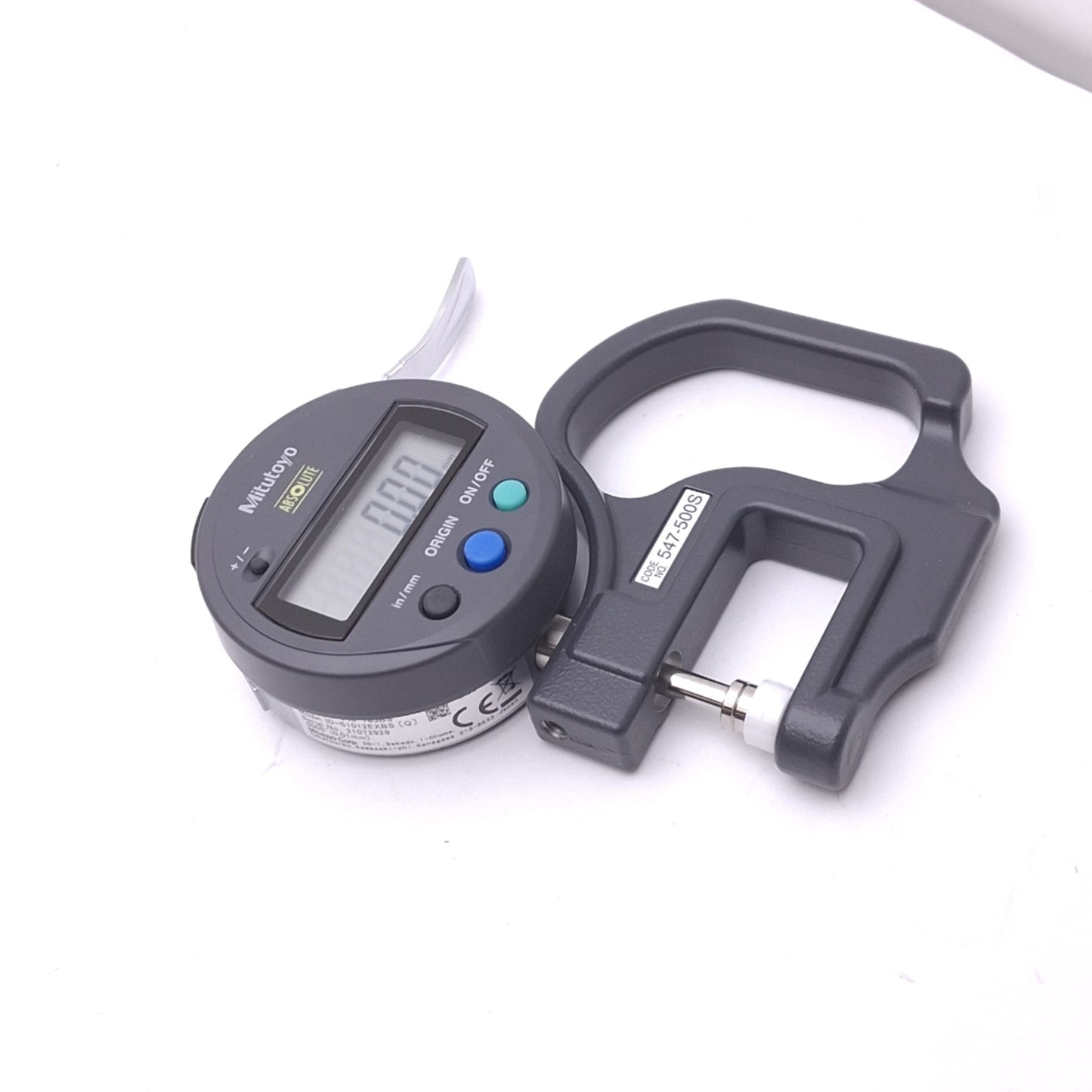 Used Mitutoyo 547-500S 543-783BS Absolute Digital Thickness Gauge, 0-12mm Range
