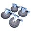 Used Lot of 4 Locking Swivel Caster ø5in Wheel, 1in Tread Width, 3.6in x 2.5in Plate