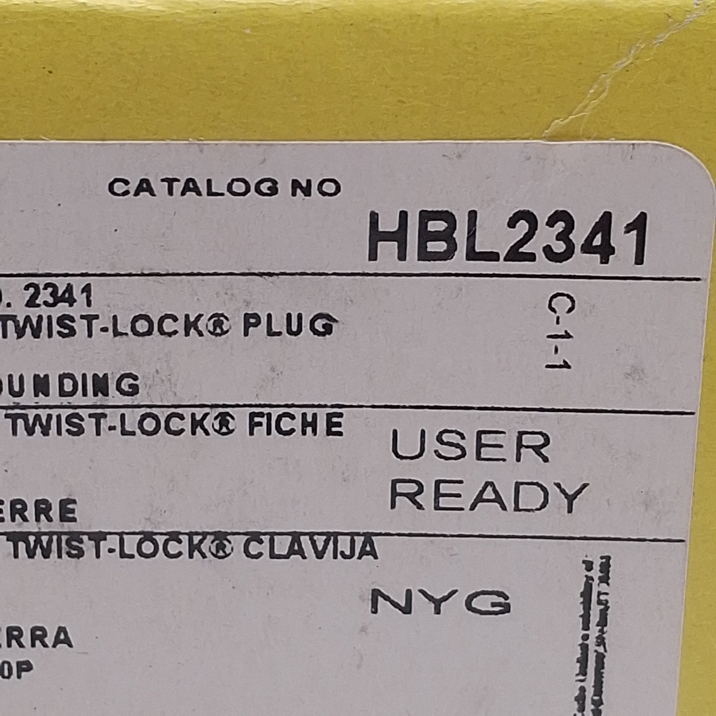 New Hubbell HBL2341 Twist-Lock Male Plug, 2-Pole 3-Wire, Rating: 20A 480VAC, L8-20P
