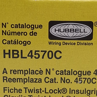New Hubbell HBL4570C Twist-Lock Male Plug 2-Pole, 3-Wire, 250VAC 15A,NEMA L6-15P