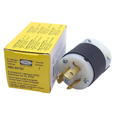 New Hubbell HBL4570C Twist-Lock Male Plug 2-Pole, 3-Wire, 250VAC 15A,NEMA L6-15P