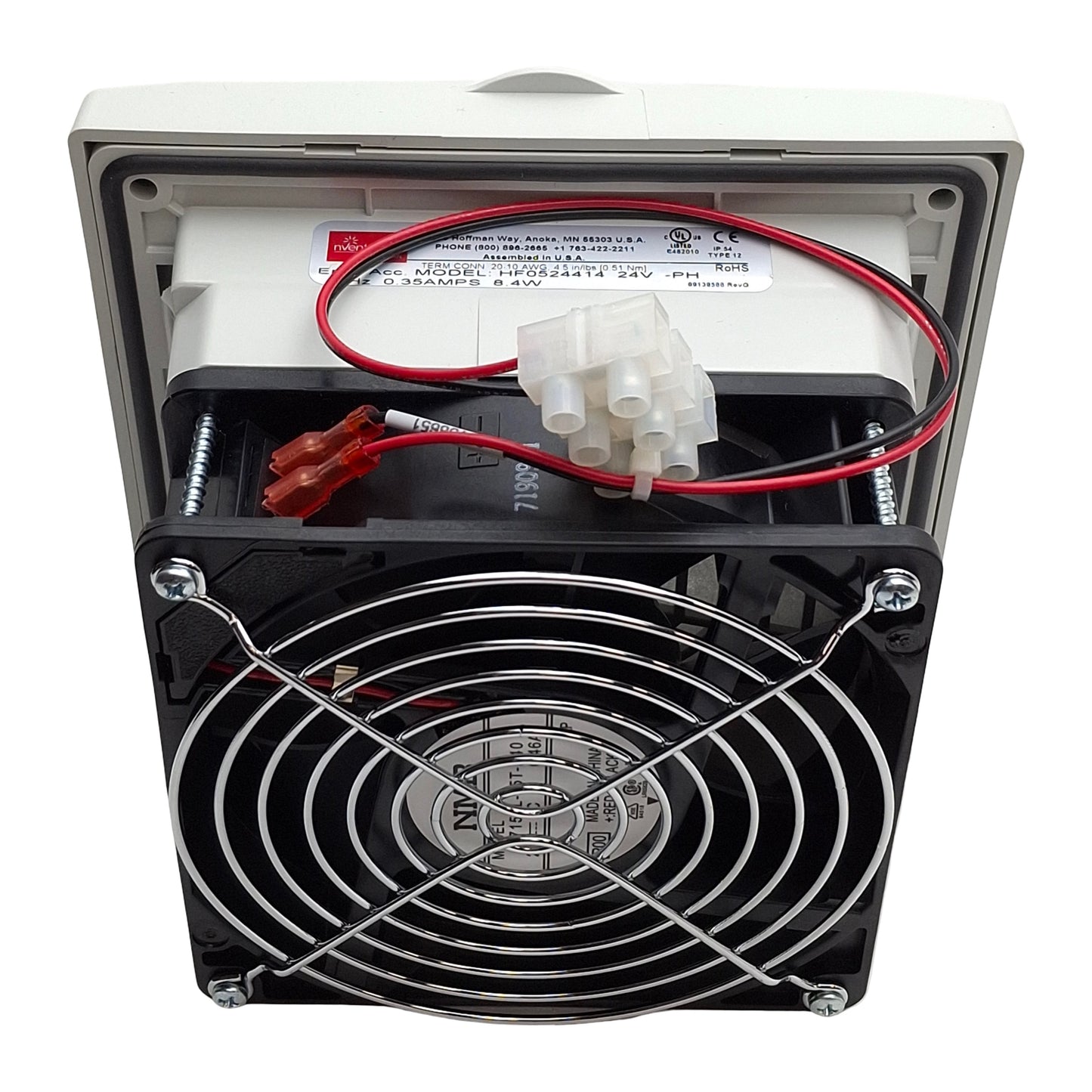 New Hoffman HF0524414 nVent Enclosure Filter Fan 24VDC, 35CFM, 5in x 5in