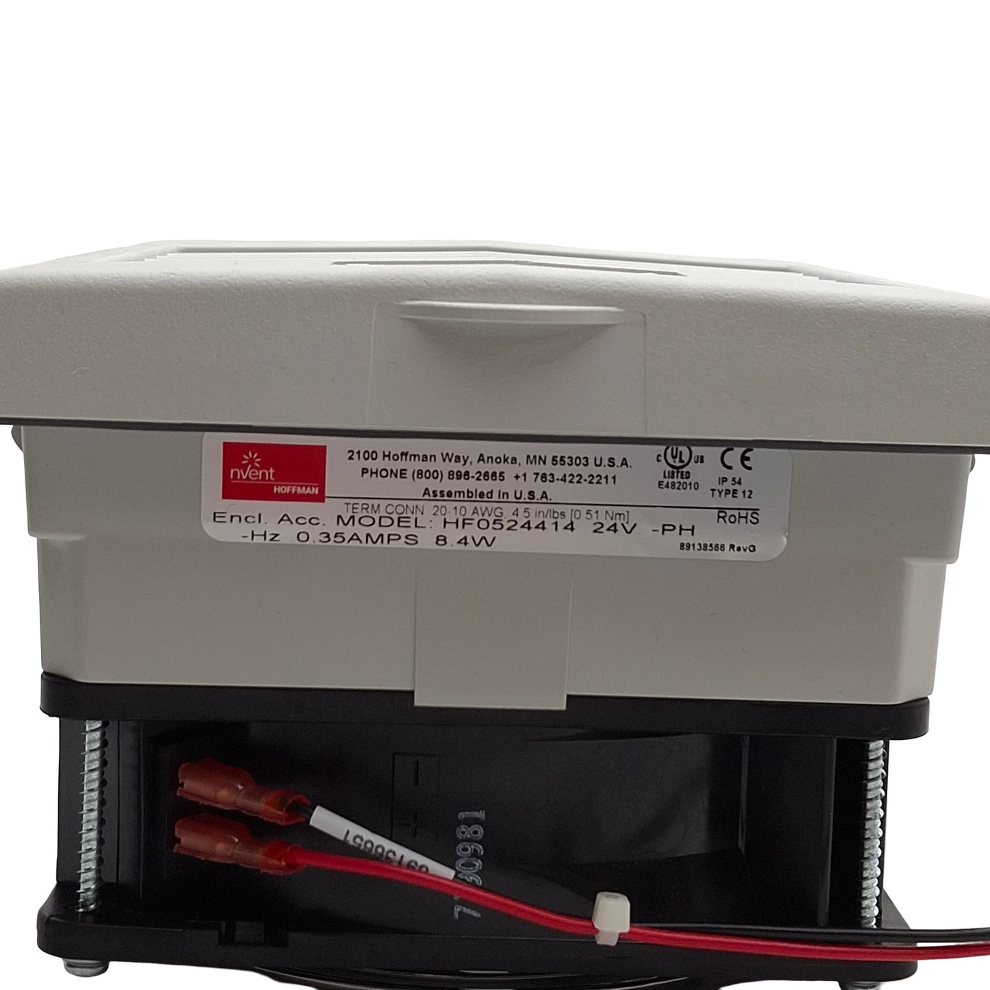 New Hoffman HF0524414 nVent Enclosure Filter Fan 24VDC, 35CFM, 5in x 5in